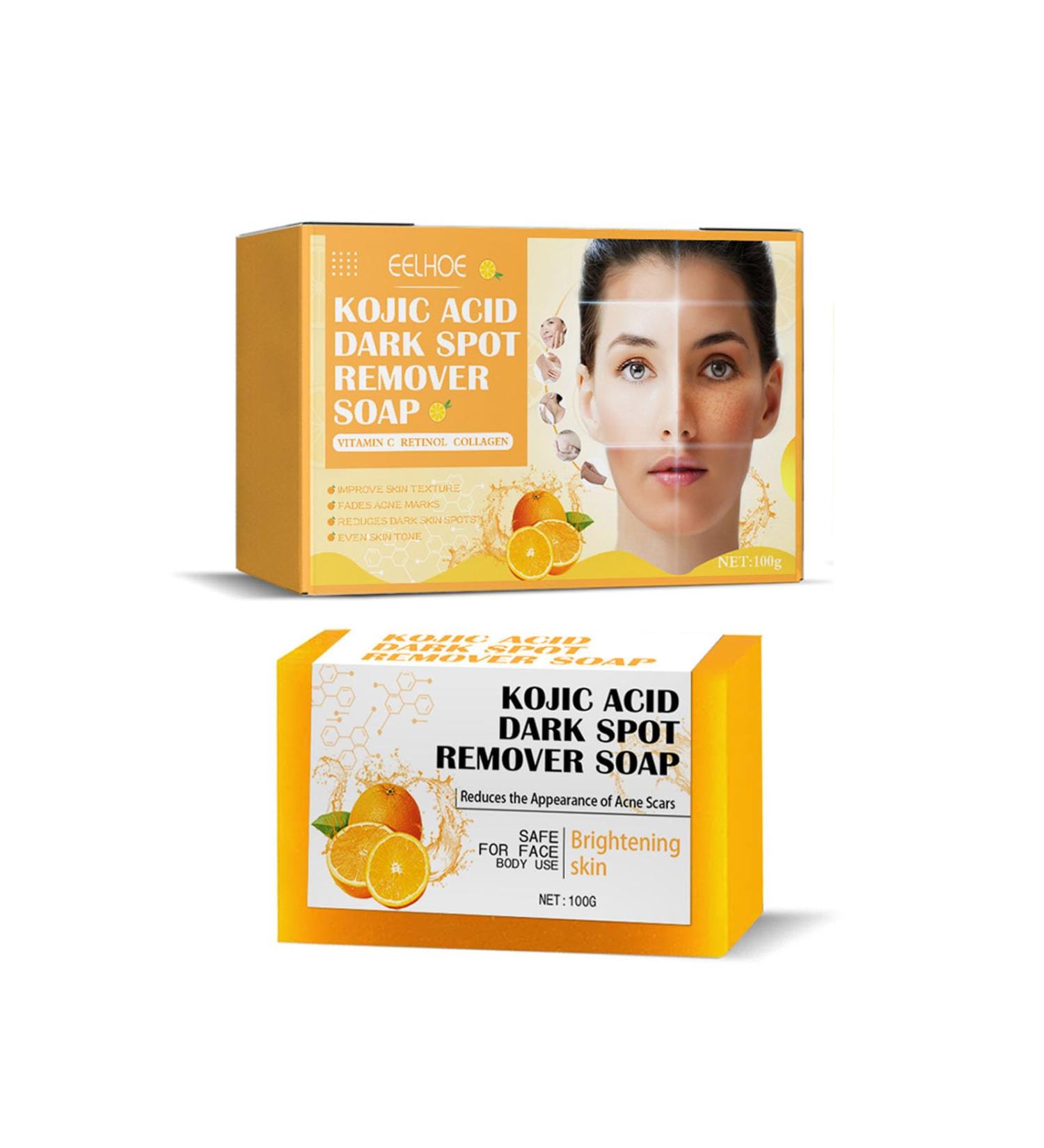 Kojic Acid Soap Kojic Acid Dark Spot Remover Soap Turmeric Kojic Acid Soap Handmade Soap for Dark Spots & Acne Scars Natural Orange Soap Bar for Face Body Wash 100g - Buy Online on GoSupps.com
