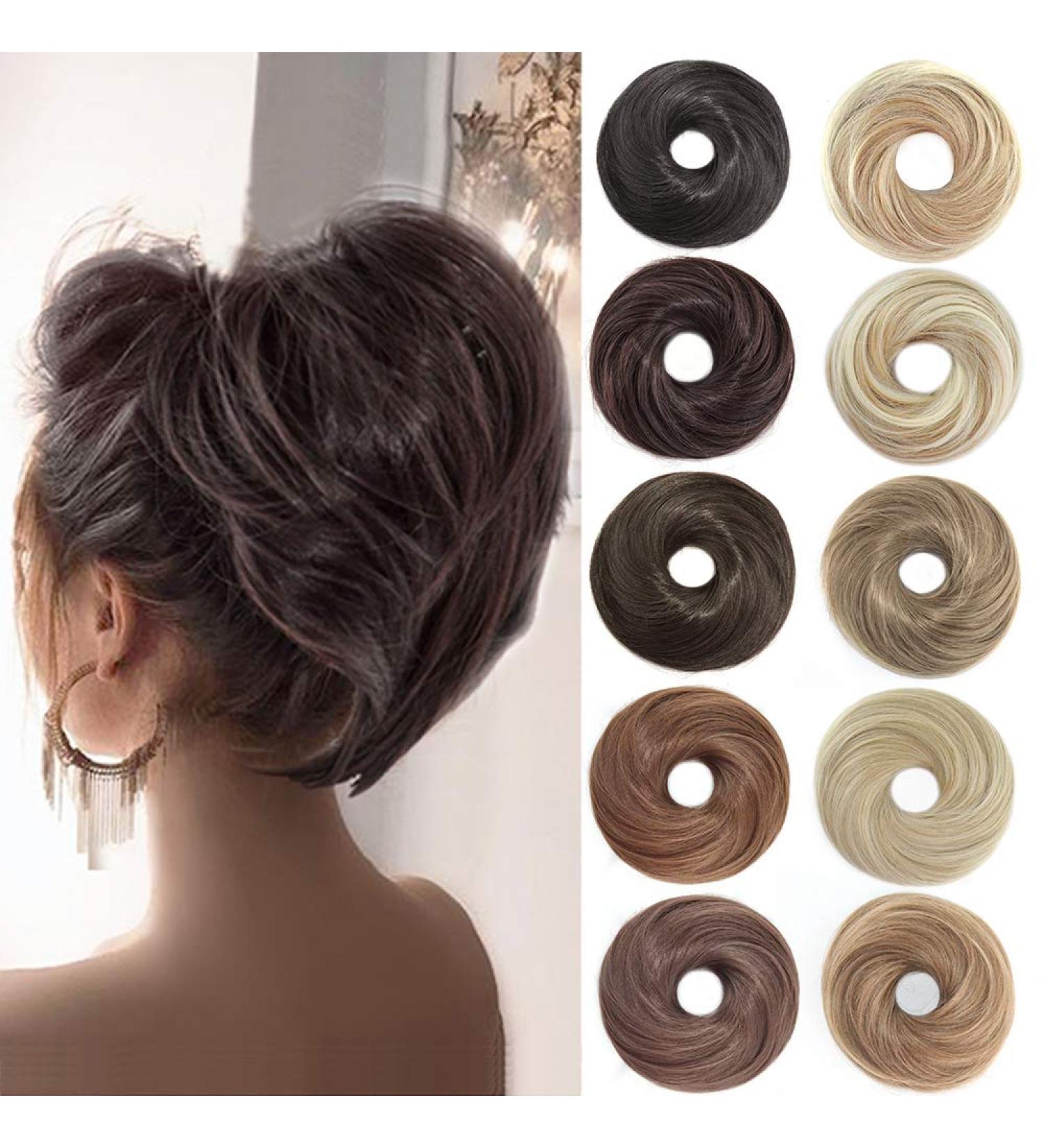 Dark Brown Messy Bun Scrunchie Hair Extension for Women - Synthetic Hair Accessory - Buy Online on GoSupps.com