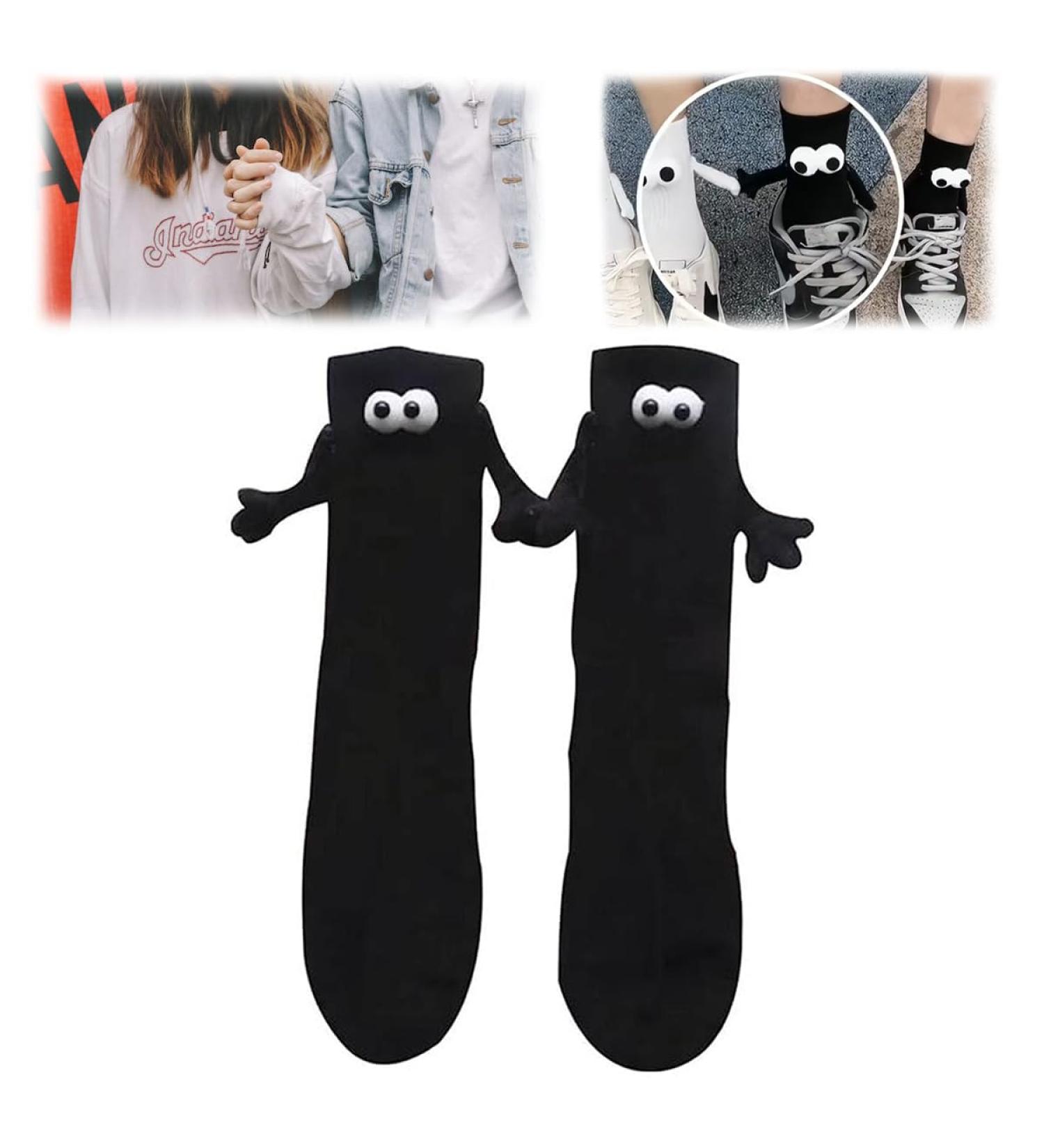 PUENBKO Couple Holding Hands Magnet Socks - Cute 3D Doll Mid-tube Socks - Buy Online on GoSupps.com