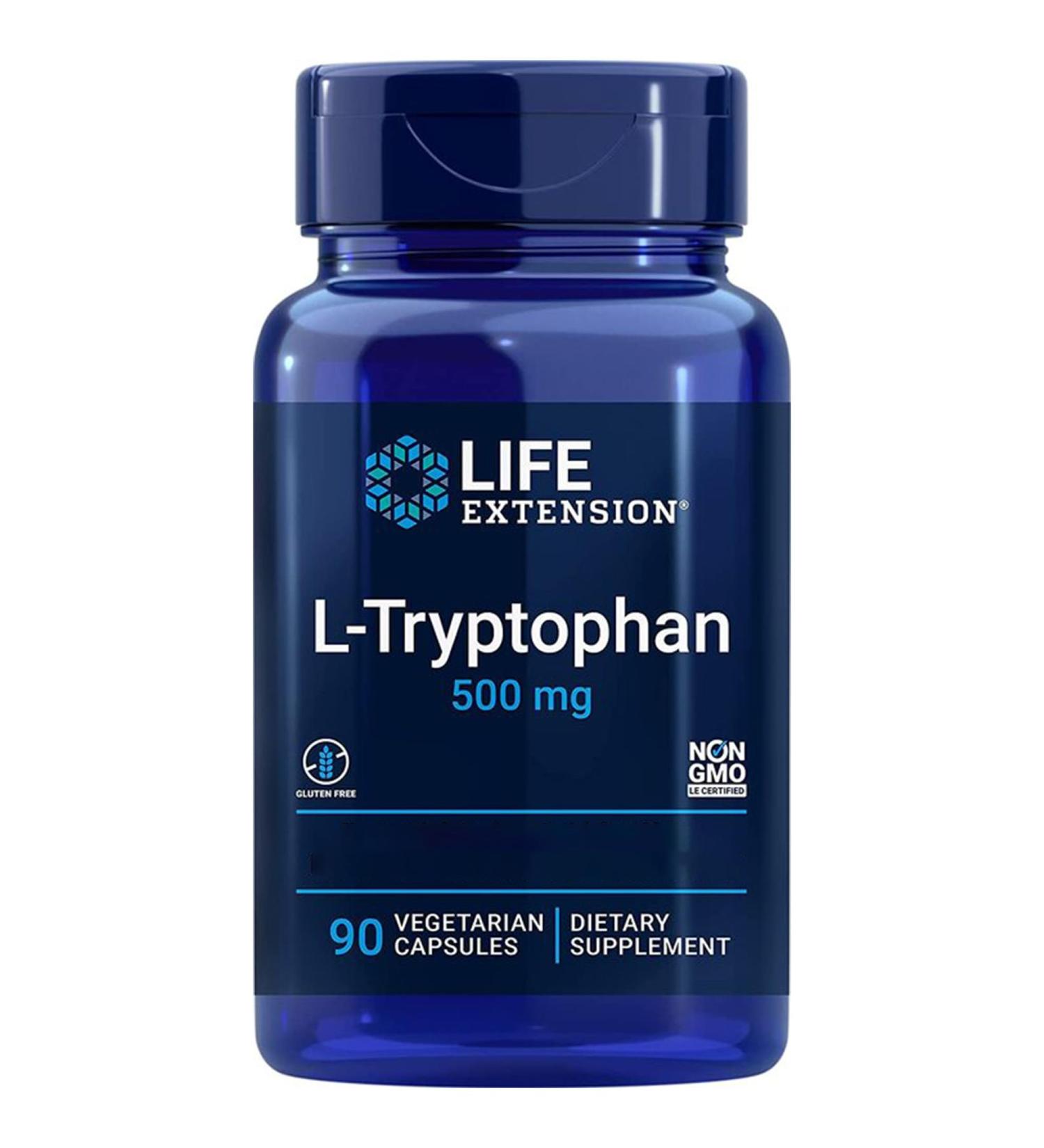  Life Extension Life Extension L-Tryptophan 500mg High Dosed 90 Vegan Capsules Gluten Free Vegetarian Soy-Free Non-GMO - Buy Online on GoSupps.com