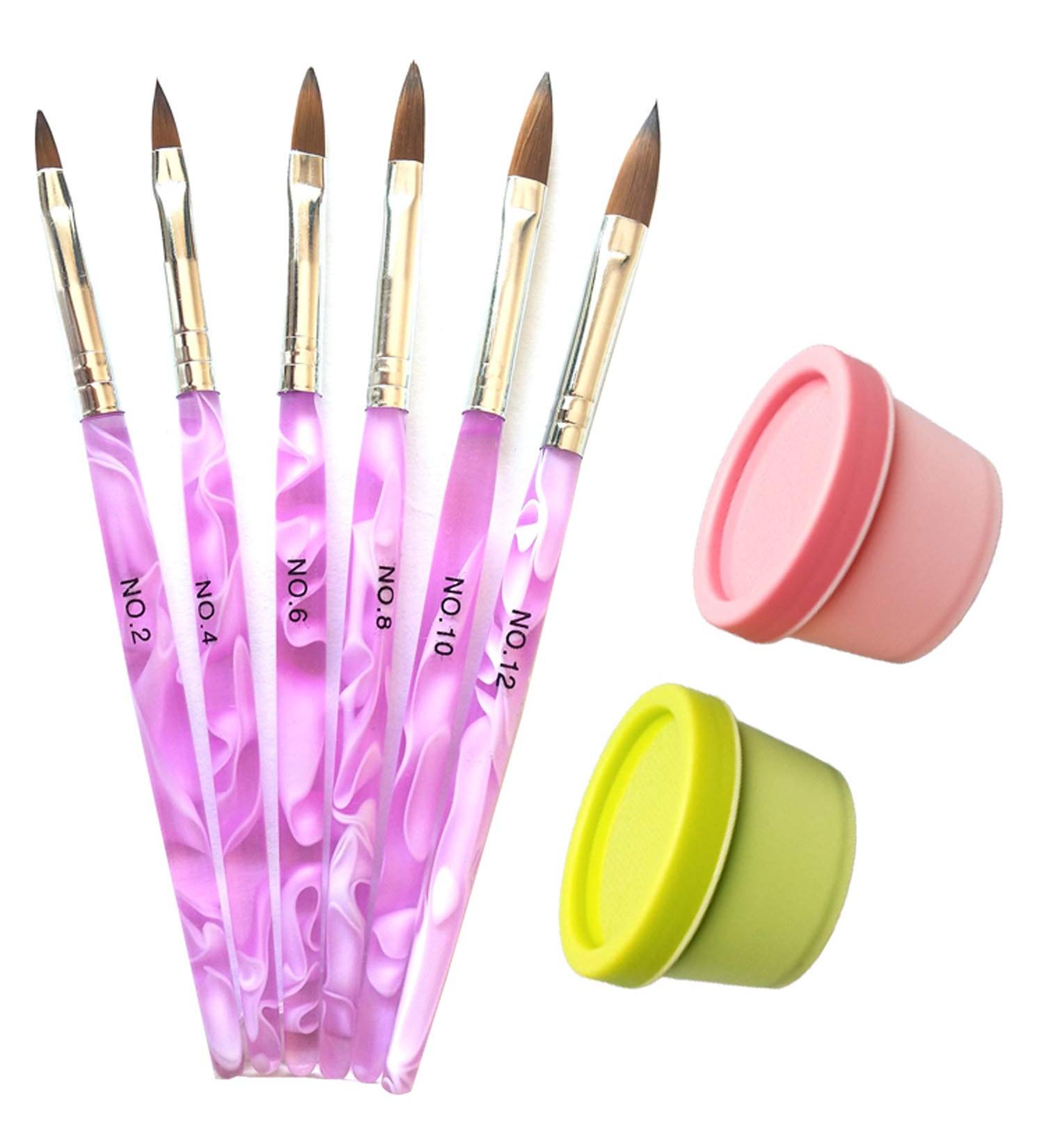 2pcs Big Dappen Dish and 6pcs Acrylic Nail Brush Set for DIY Nail Art | Acrylic Powder & UV Gel Brushes with Monomer Holder | Nail Bowl Cup with Lid | Liquid Powder Styling Tools Kit - Style 1 - Buy Online on GoSupps.com