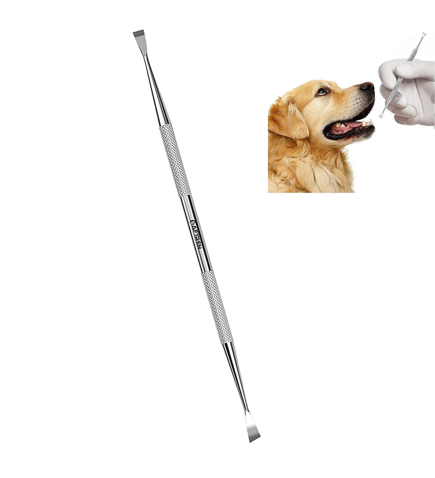 AFTREN Double Headed Tarter scraper Dental Tooth Scaler Plaque Remover (Perfect for Cats and Dogs) Stainless Steel Teeth Cleaning Tool (Silver) - Buy Online on GoSupps.com