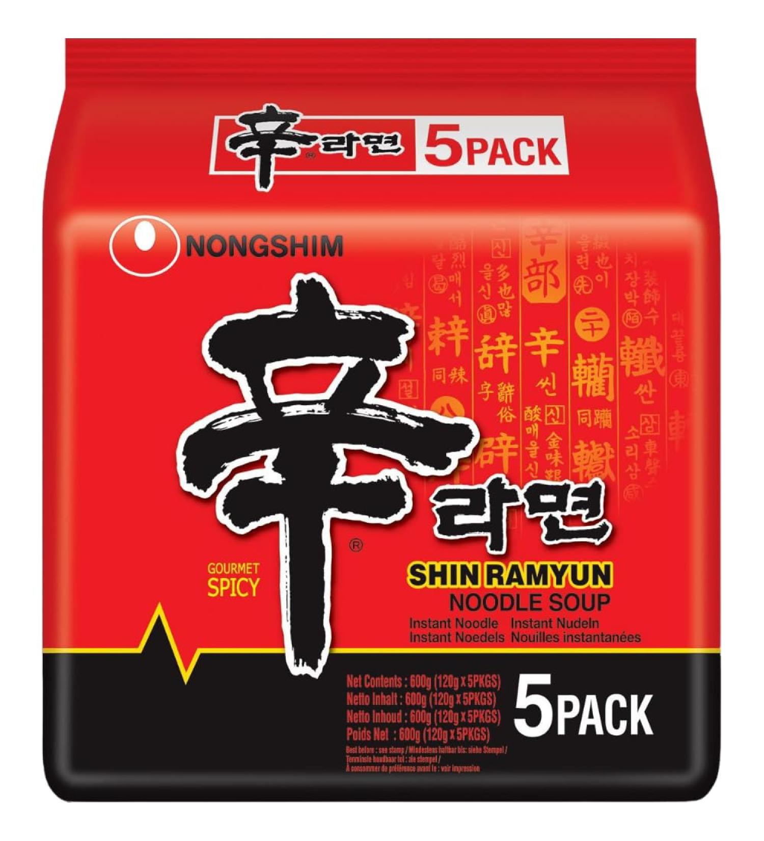 NONGSHIM Shin Ramyun Instant Noodles - 5-Pack (600g) | Authentic Korean Flavor | Fast International Shipping - Buy Online on GoSupps.com