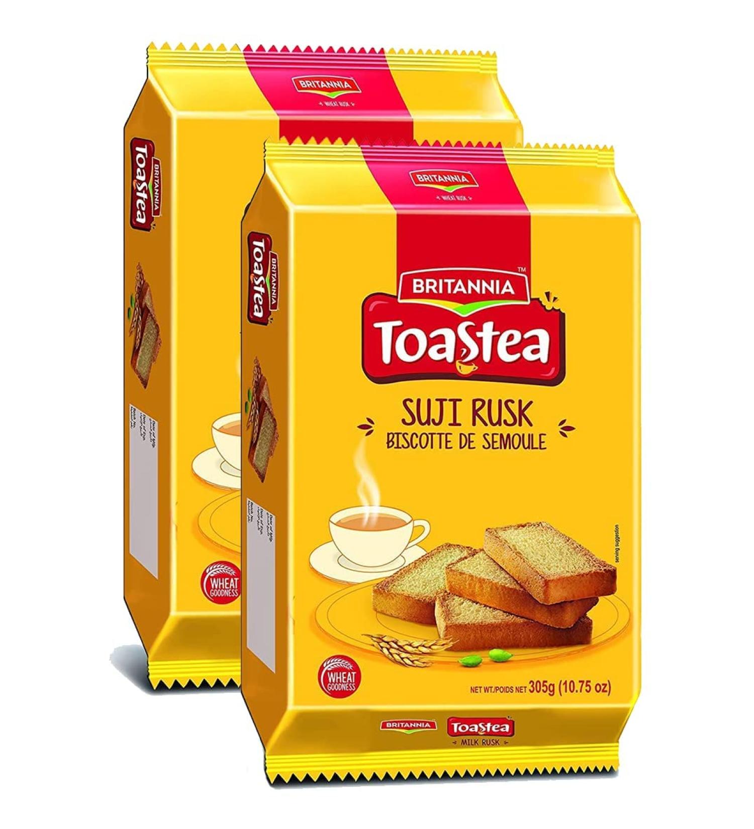 BRITANNIA Toastea Suji Rusk 10.75oz - Crispy Tea Time Snack - Halal & Vegetarian - Pack of 2 - Buy Online on GoSupps.com