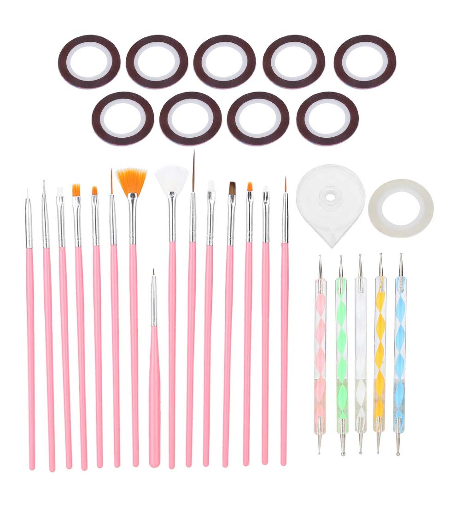 Nail Art Brushes Nail Painting Drawing Brushes Pen Manicure Dotting Pen Mixing Line Box Professional Nail Art Set for Home Salon - Buy Online on GoSupps.com