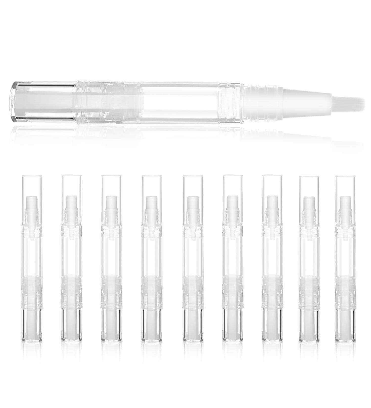 10 Pack 5ml Transparent Rotating Nail Oil Pens - Brush Tip Applicator for Skin Eyelash Growth & Liquid Lip Gloss - Buy Online on GoSupps.com
