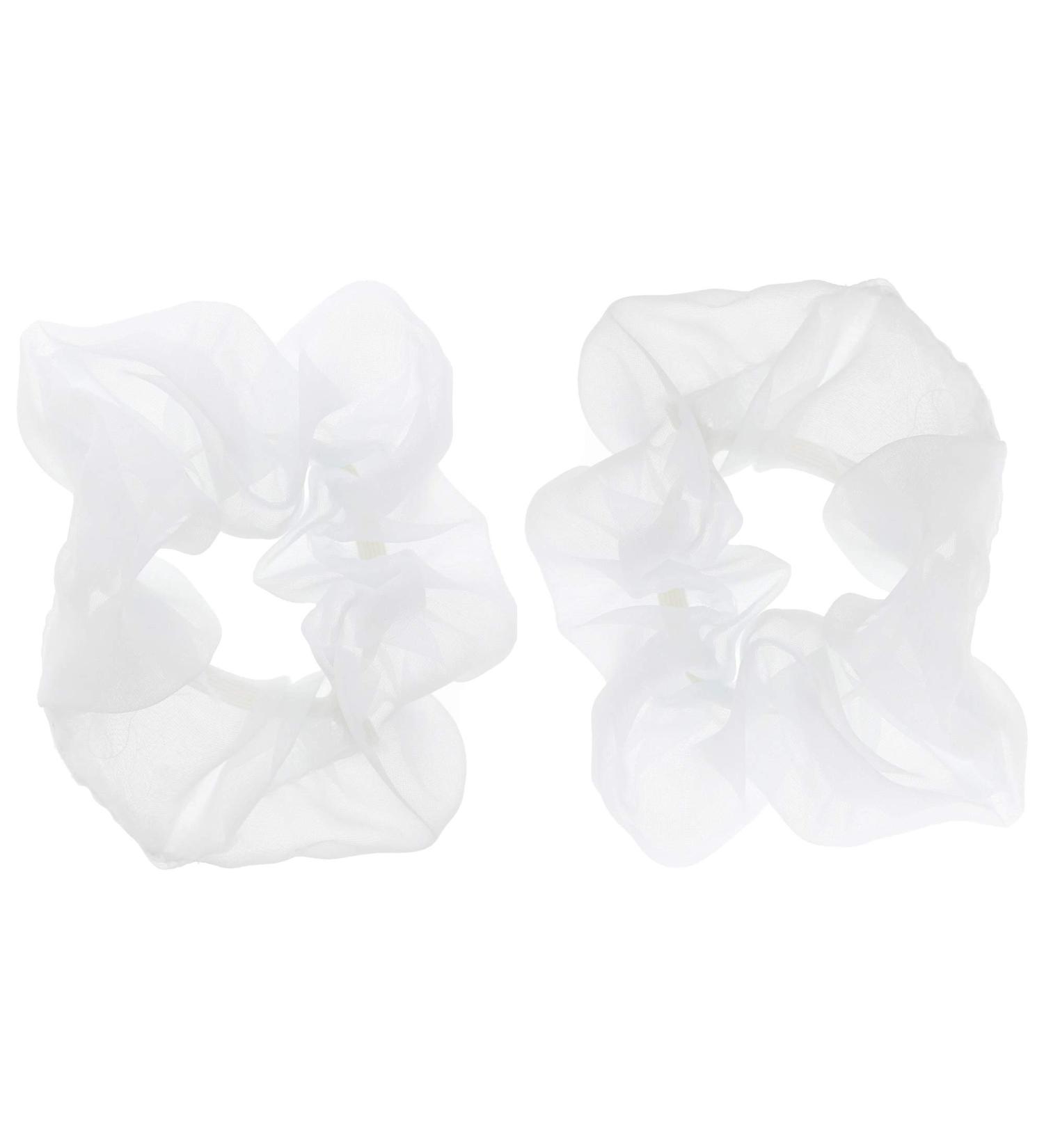 Zac's Alter Ego Set of 2 White Chiffon Extra Large Organza Scrunchies