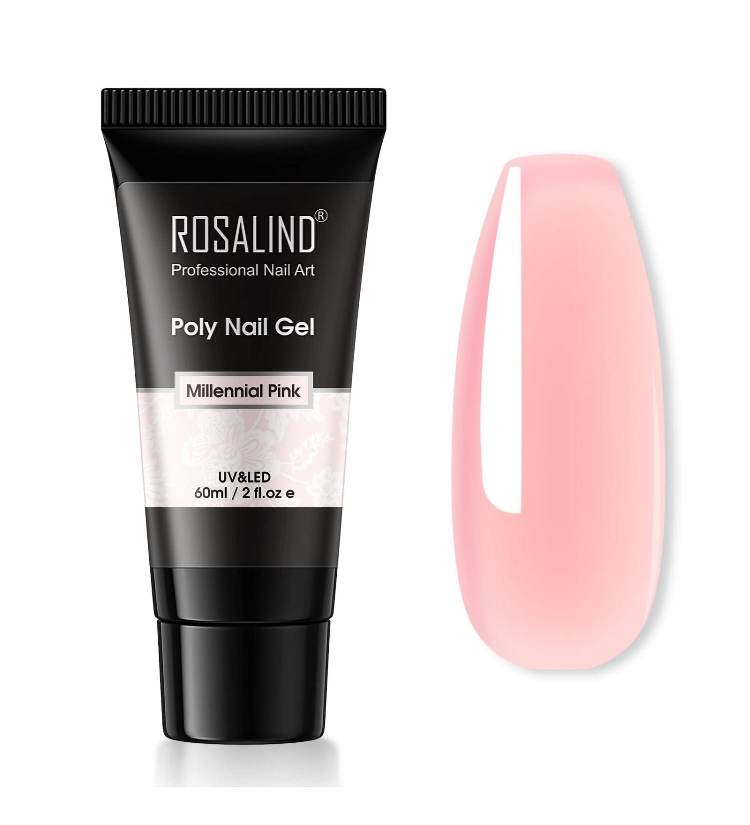 Poly Nail Gel Millennial Pink Color ROSALIND Pink Poly Extension Gel 2 oz Jelly Color Poly Builder Nail Quick Building Acrylic Nails Poly Extension Gel Poly Thickening Nail Art Trendy 60ml Millennial Pink Poly Nail Gel - Buy Online on GoSupps.com