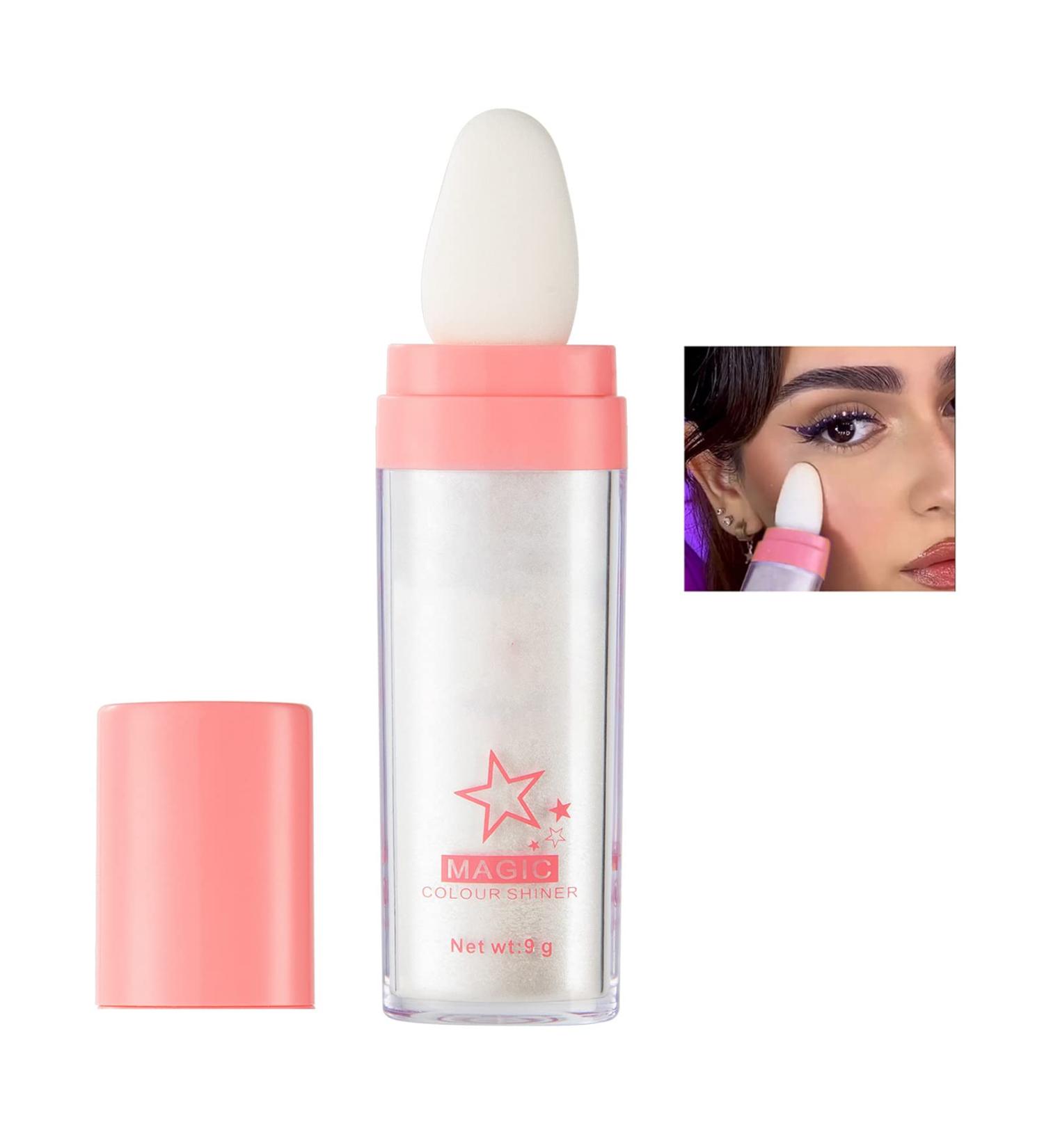 White Moonbeam Body Glitter Highlighter Powder with Sponge - For Face, Hair, Nails & Body - Buy Online on GoSupps.com