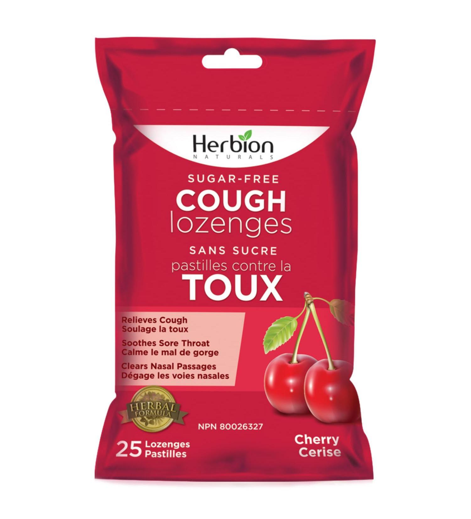 Herbion Naturals Sugar-Free Cough Lozenges with Natural Cherry Flavour 25 Lozenges - Relieves Cough and Nasal Congestion Soothes Sore Throat For Adults and Children 12 years and above - Buy Online on GoSupps.com