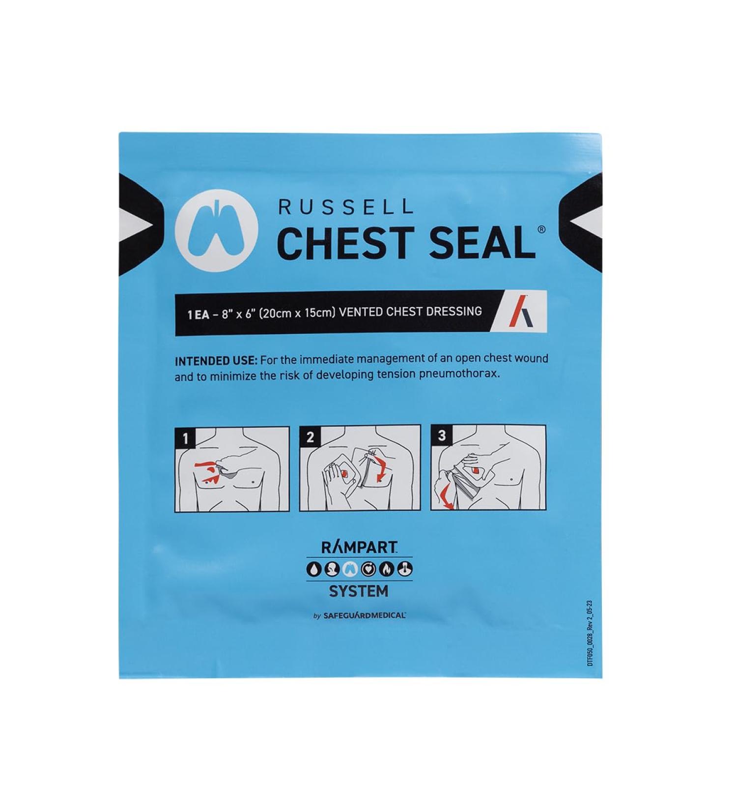 Russell Chest Seal Vented Chest Dressing for Emergency Management of Open Chest Wounds