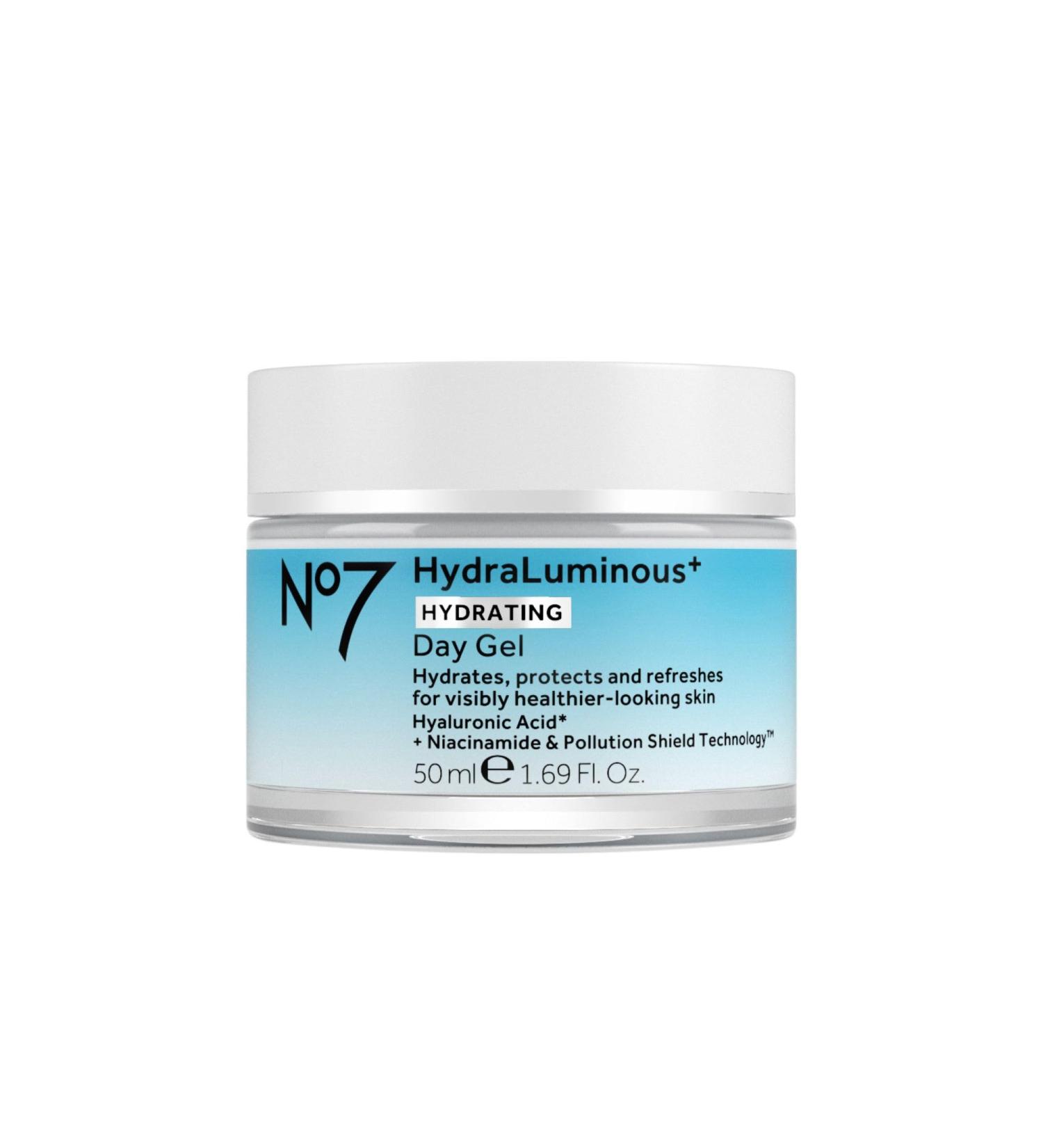 No7 HydraLuminous+ Hydrating Day Gel Moisturizer - Hyaluronic Acid and Vitamin B3 Niacinamide Face Moisturizer to Hydrate Protect & Refresh Skin - Supports Skin Barrier Repair (1.69 Fl Oz) - Buy Online on GoSupps.com