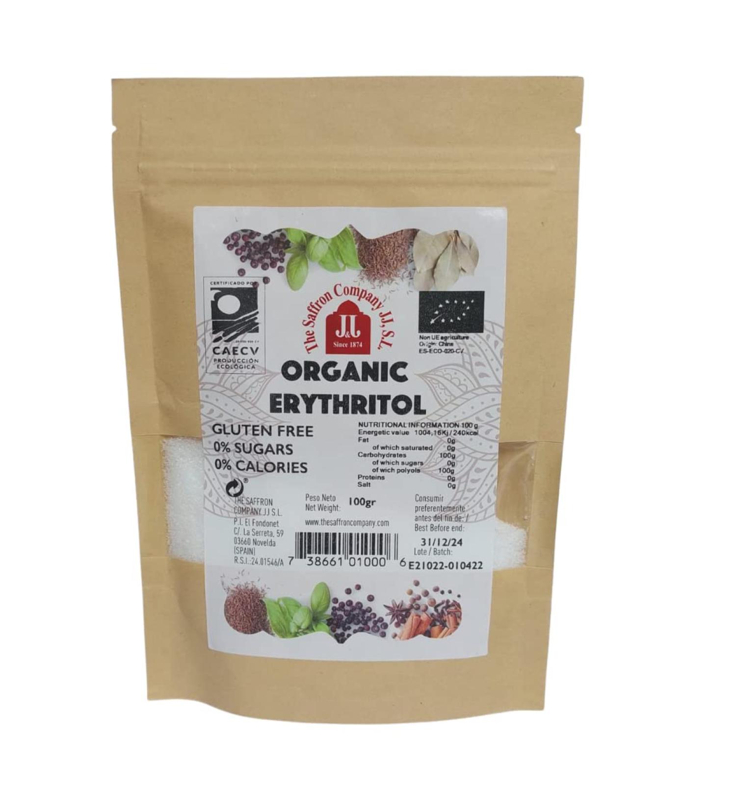 The Saffron JJ S.L Organic Erythritol Zero Calorie Sugar Alternative Non-GMO Sweetener Powdered - Buy Online on GoSupps.com