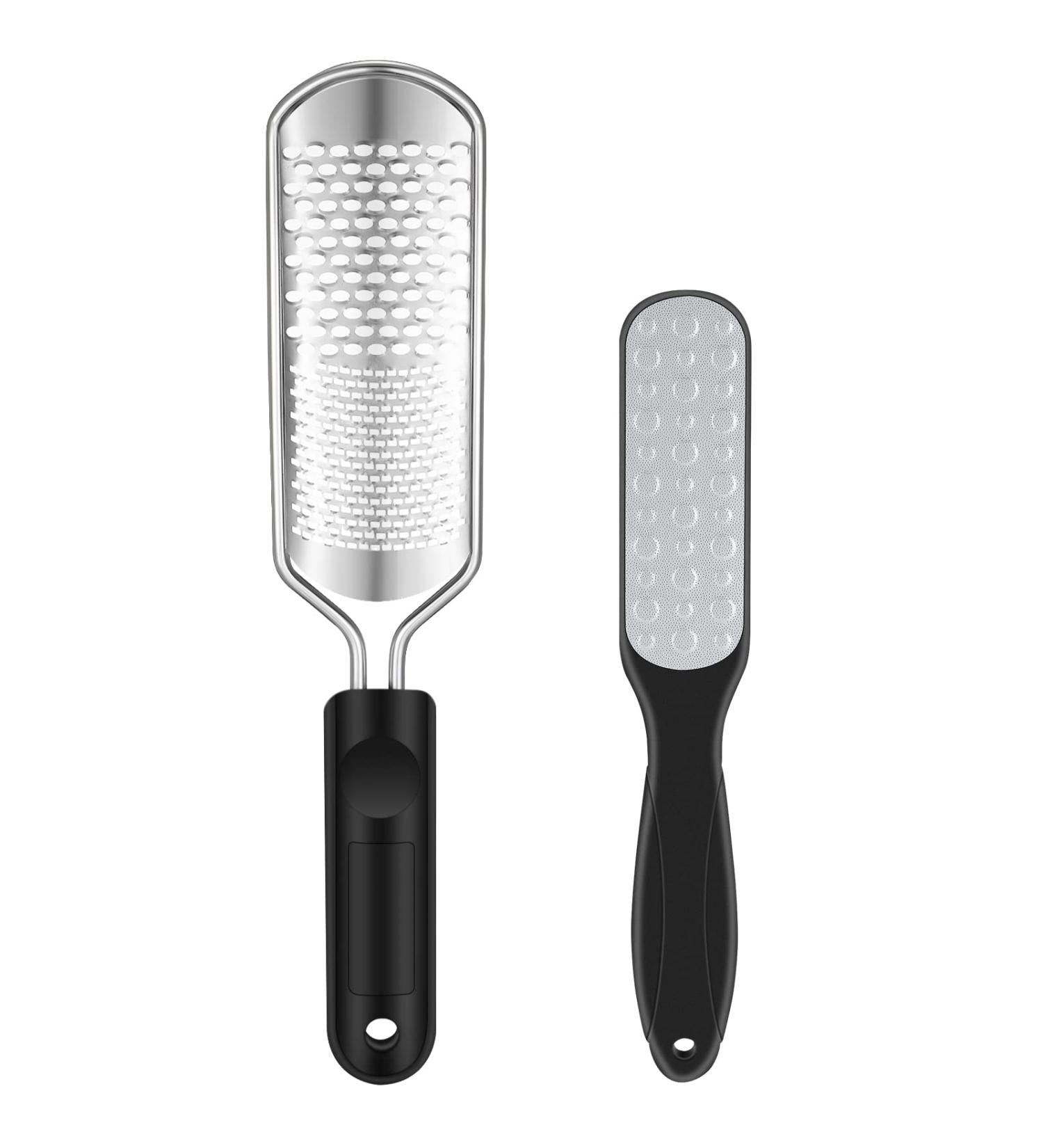 2PCS Stainless Steel Foot File Callus Remover and Scrubber Set - Dual Size Rasp for Dead Skin Removal - Pedicure Tools for Soft Feet - Washable and Reusable - Buy Online on GoSupps.com