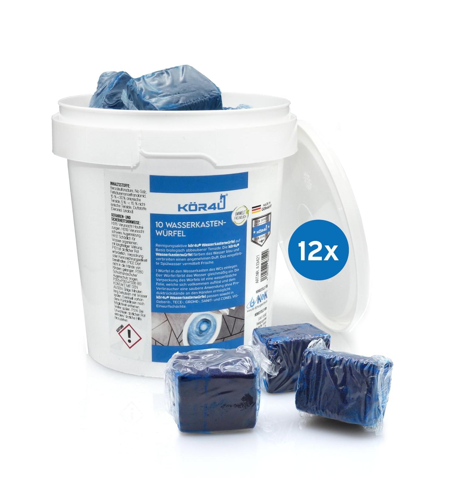 K r4U Water Box Cubes - Eco-Friendly Cistern Tabs 12 Doses (10 Pieces) for Fresh & Bright Cleaning - Made in Germany - Buy Online on GoSupps.com