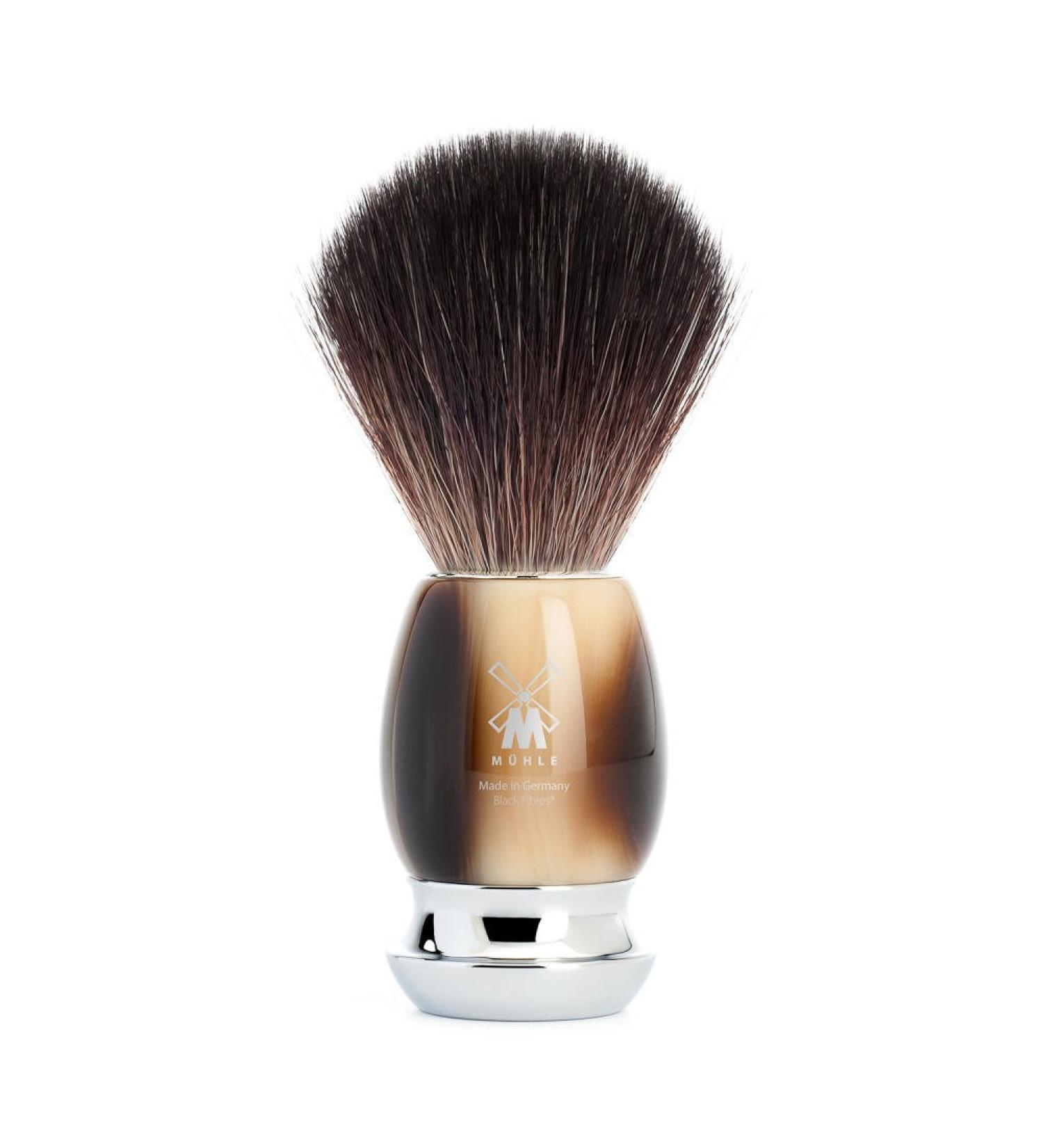 M HLE shaving brush - Vivo series - Black Fibre - precious resin horn brown