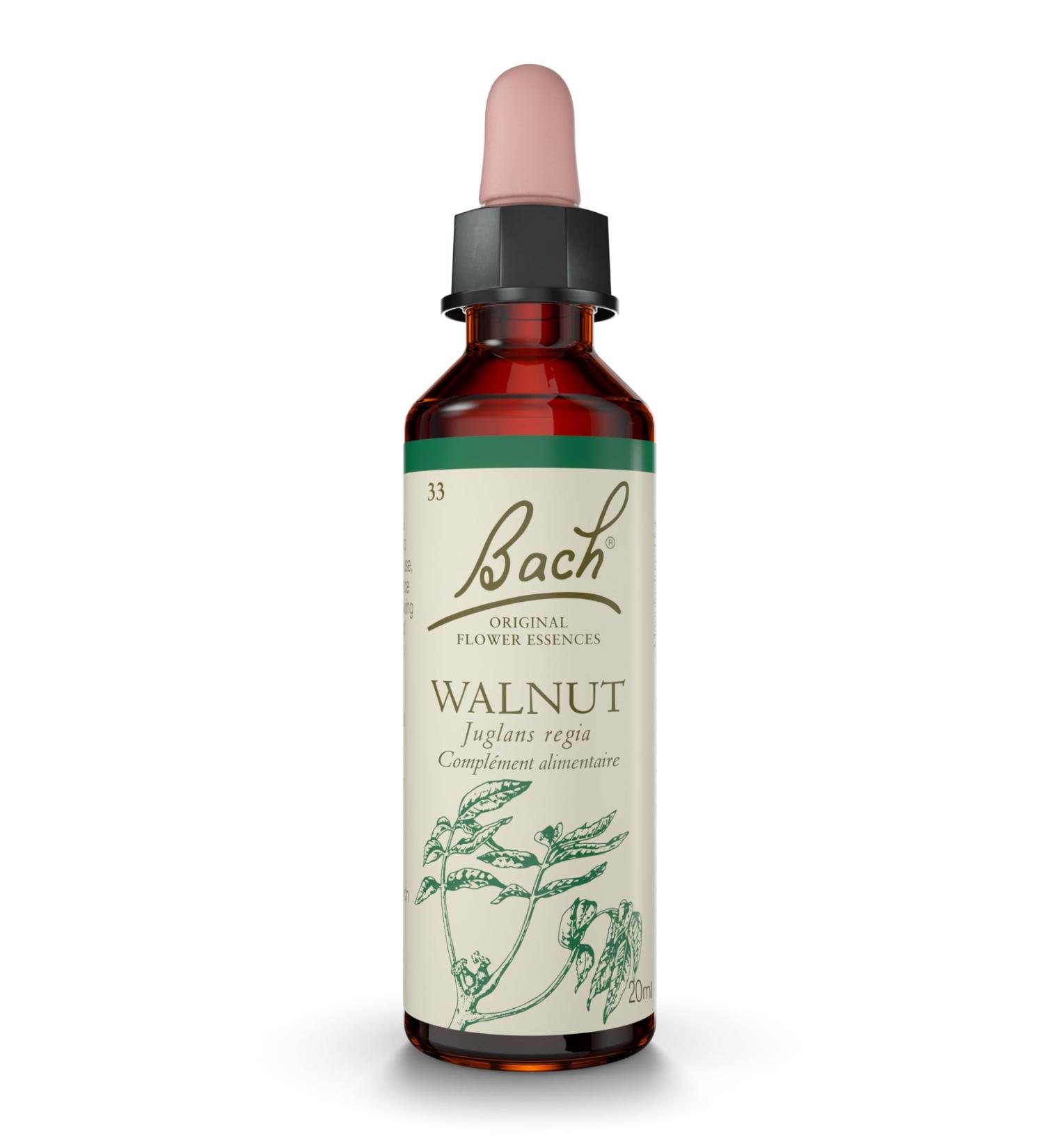 FLEURS DE BACH ORIGINAL - Walnut No 33 - Pour plus d'adaptabilit - Aide mieux vivre les changements de vie - lixir floral naturel pour le bien- tre motionnel - Compte-Gouttes 20ml - Vegan - Buy Online on GoSupps.com