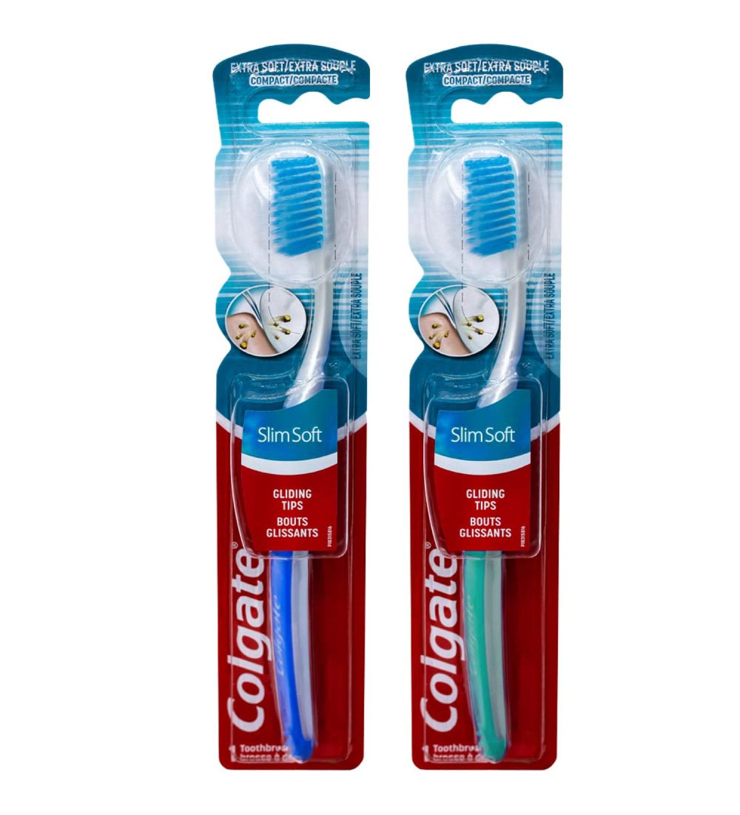 Colgate Slim Soft Ultra Compact Toothbrush Extra Soft - 2 Pack (Colors Vary) - Buy Online on GoSupps.com