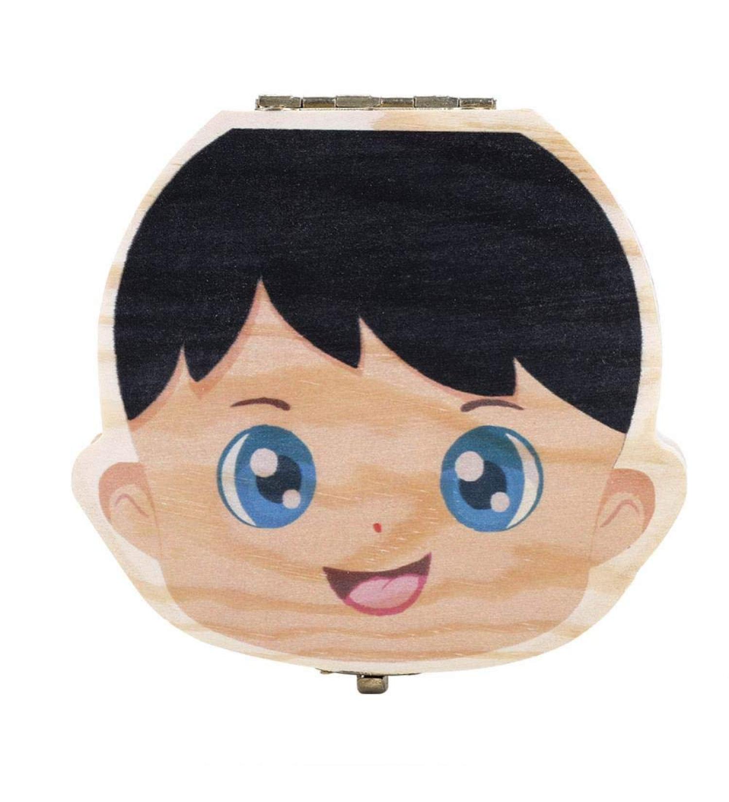 Dewin Baby Milk Teeth Organizer - Color Version Wooden Tooth Box for Children - Souvenir Storage (English Boy) - Buy Online on GoSupps.com