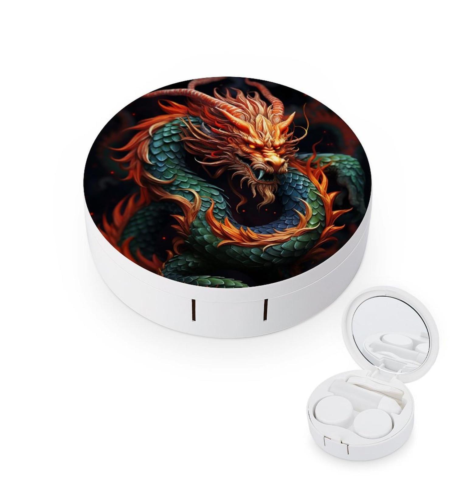 Chinese Dragon Portable Travel Contact Lens Case - Stylish Storage Box for Contact Lenses - Buy Online on GoSupps.com