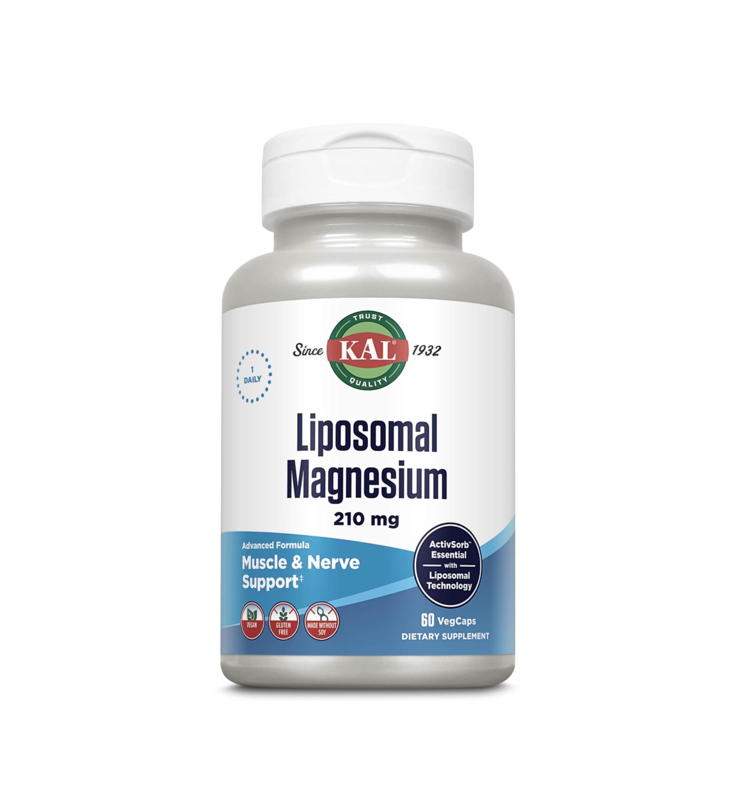 KAL Liposomal Magnesium Oxide 210 mg High Absorption Liposomal Technology Essentials Muscle Support Advanced Formula Vegan Capsules Gluten Free No Soy 60 Servings - Buy Online on GoSupps.com