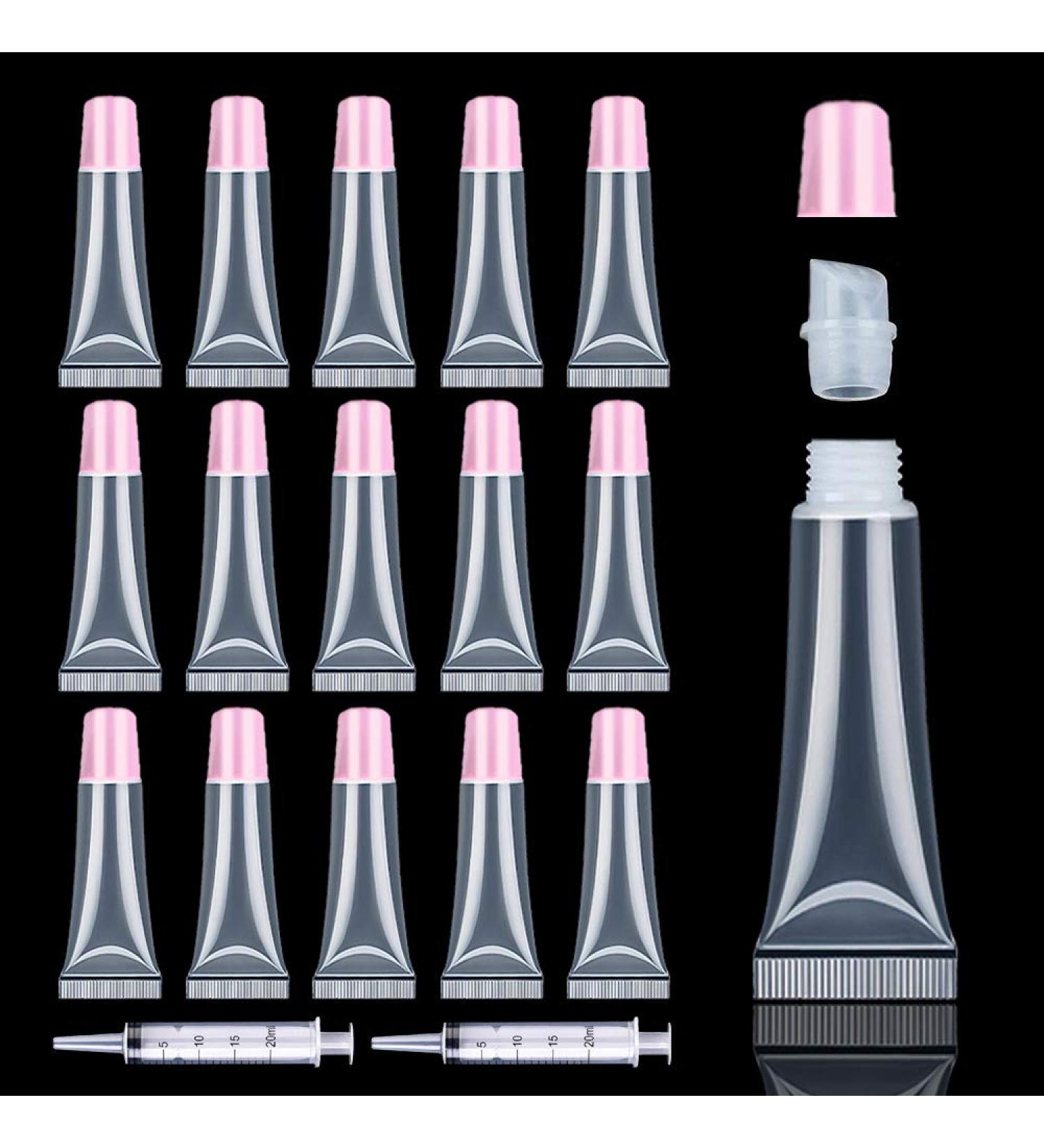 50PCS Empty 10ml Lip Gloss Tubes with Pink Caps | Lip Balm Containers | Lipgloss Making Supplies Kit with Syringes and Labels - Buy Online on GoSupps.com