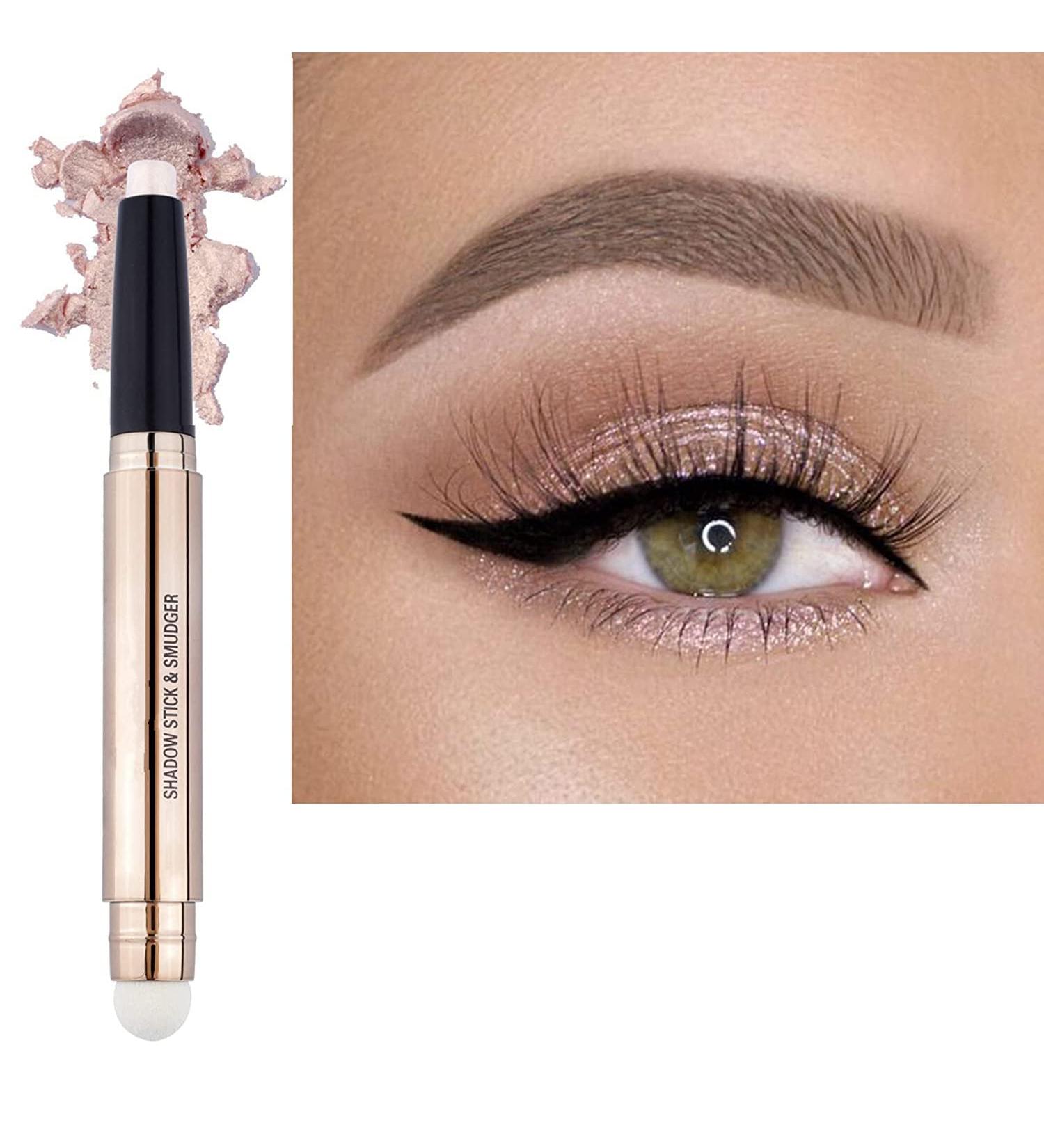 2-in-1 Cream Eyeshadow Stick - Nude Pink Glitter Shimmer - Waterproof & Long Lasting - Buy Online on GoSupps.com