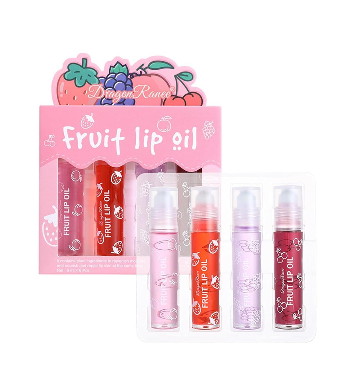 4Pcs Roll On Lip Oil Hydrating Lip Gloss Set Lip Shine Fruit Lip Gloss Transparent Plumping Lip Gloss Natural Shiny Crystal Jelly Liquid Lipstick Long Lasting Lip Care for Women & Girl (4 PCS A001) - Buy Online on GoSupps.com