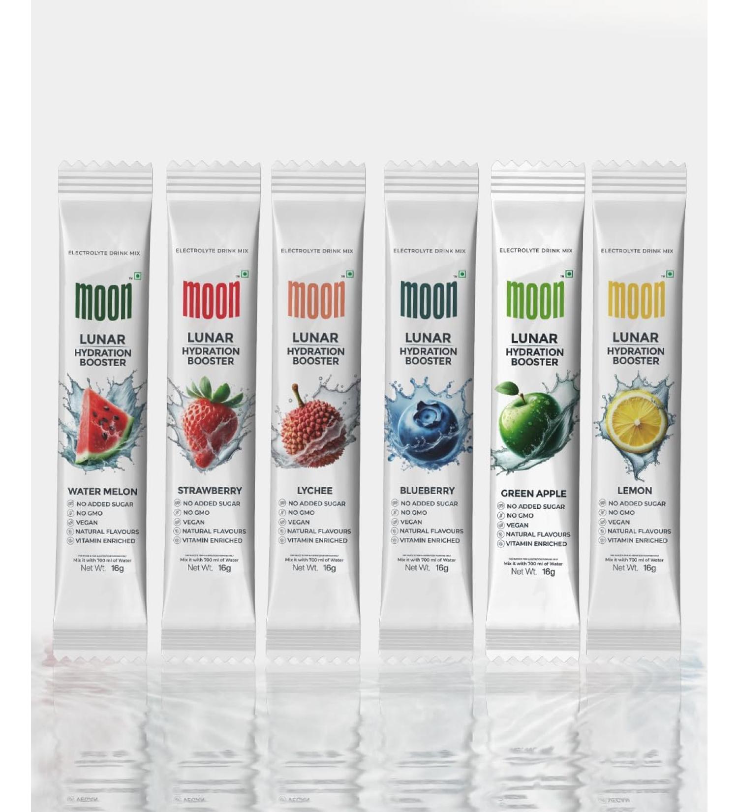 Moon Hydration Booster Variety Pack (18 Sticks) Sugar-Free Electrolyte-Rich Keto-Friendly Instant Hydration Natural Flavors Boosts Energy & Immunity - Buy Online on GoSupps.com