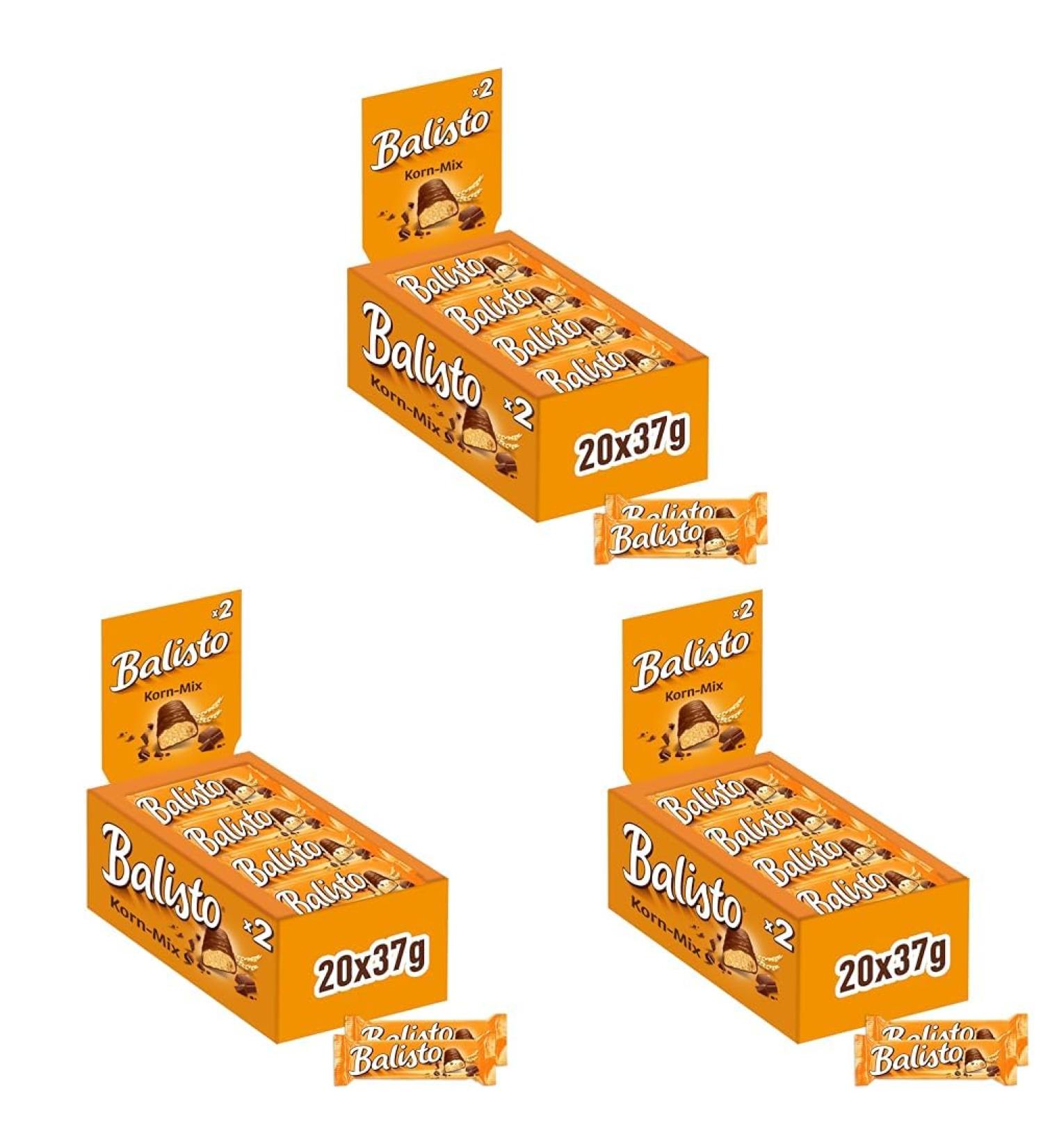 Balisto Chocolate Bars - Grain Mix & Orange | 20 Bars (3 Packs) | 37g Each - Buy Online for International Shipping - Buy Online on GoSupps.com