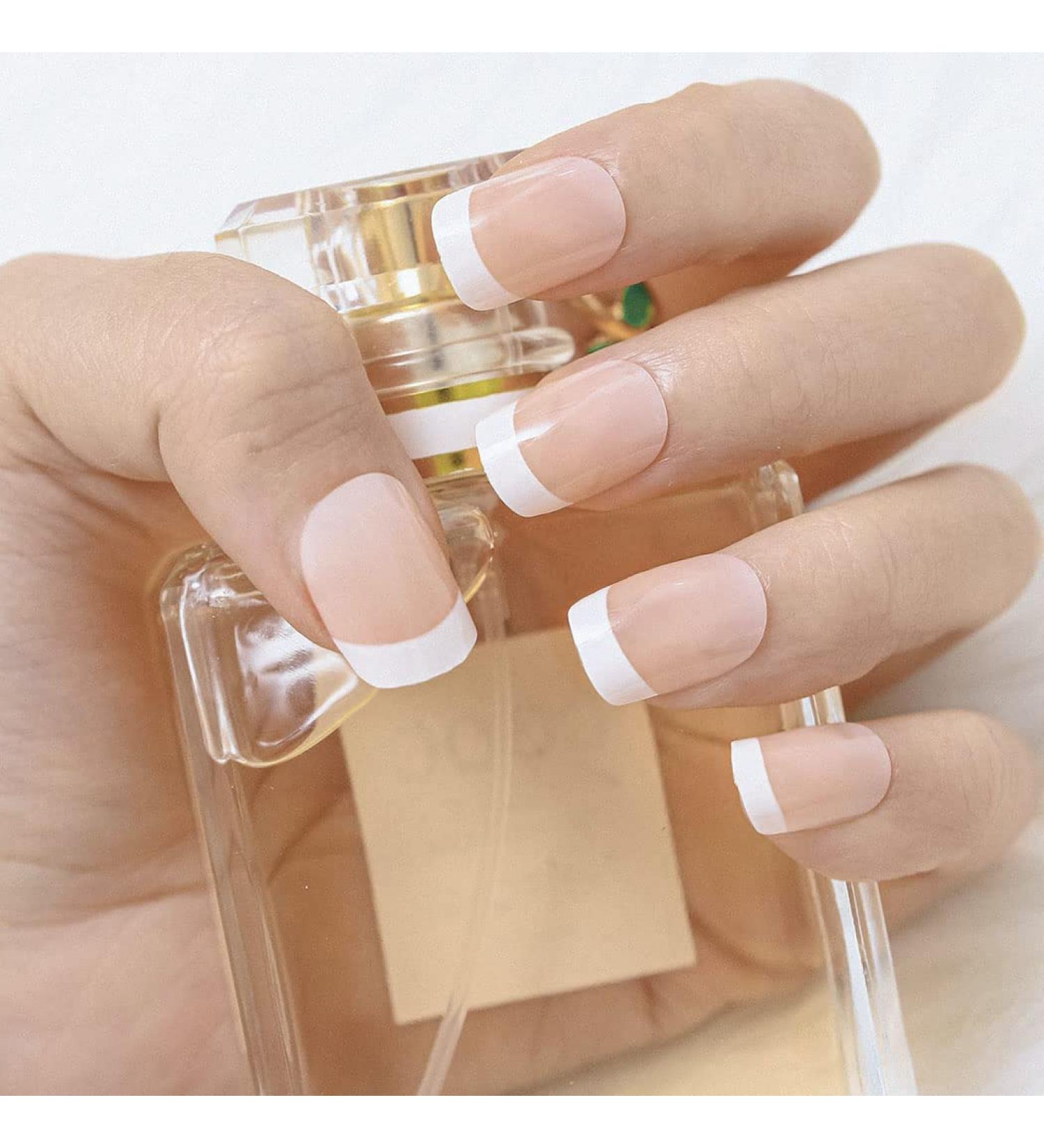 Sethexy Short French False Fingernails - Nude Pink Acrylic Press-On Nail Tips for Women & Girls - Complete Coverage - Buy Online on GoSupps.com