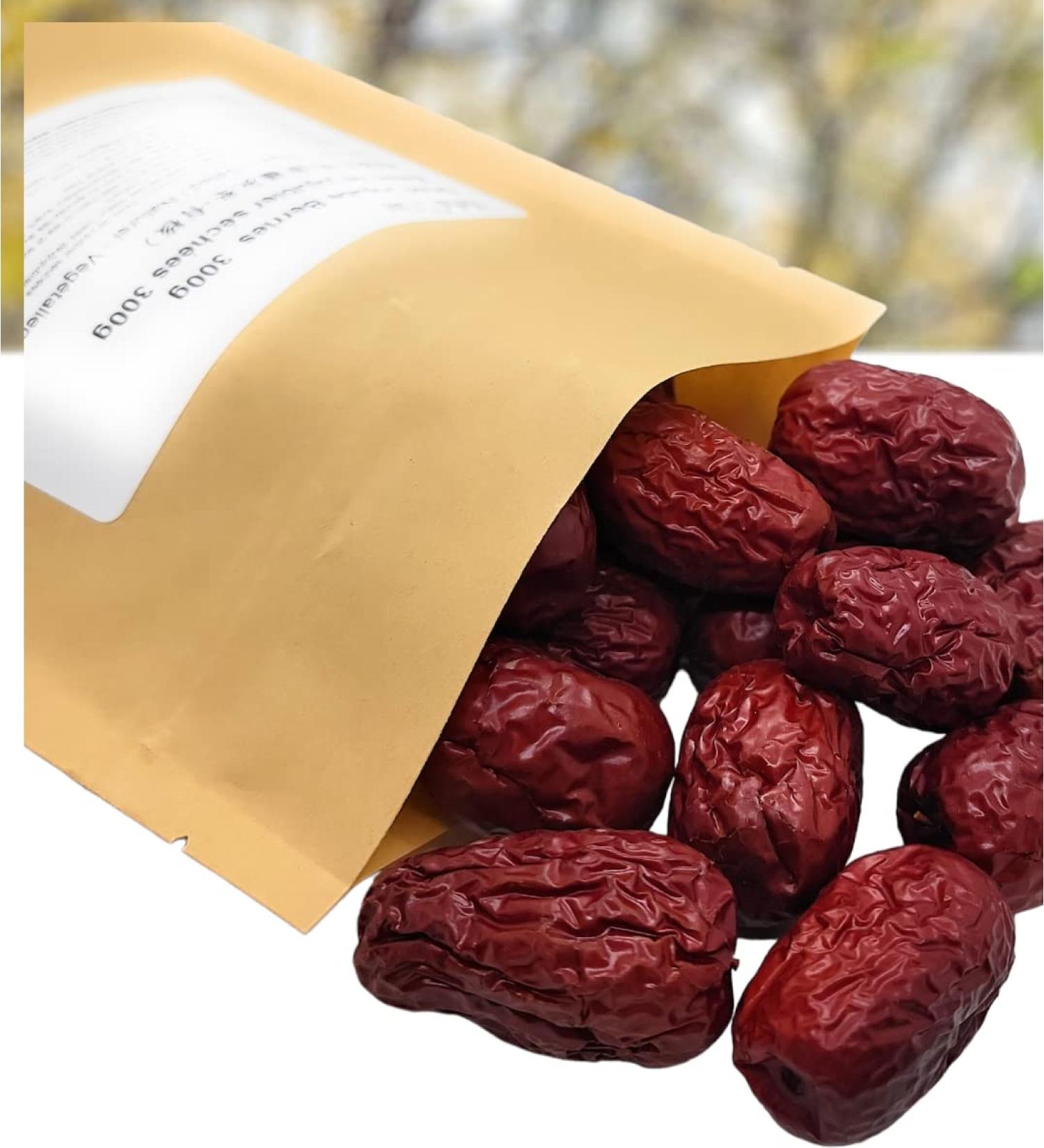 Herbal Cure - Jujuba Dried Jujube Red Dates (with pit) - 300g - Fresh & Delicious Red Dates - Product of China - Buy Online on GoSupps.com