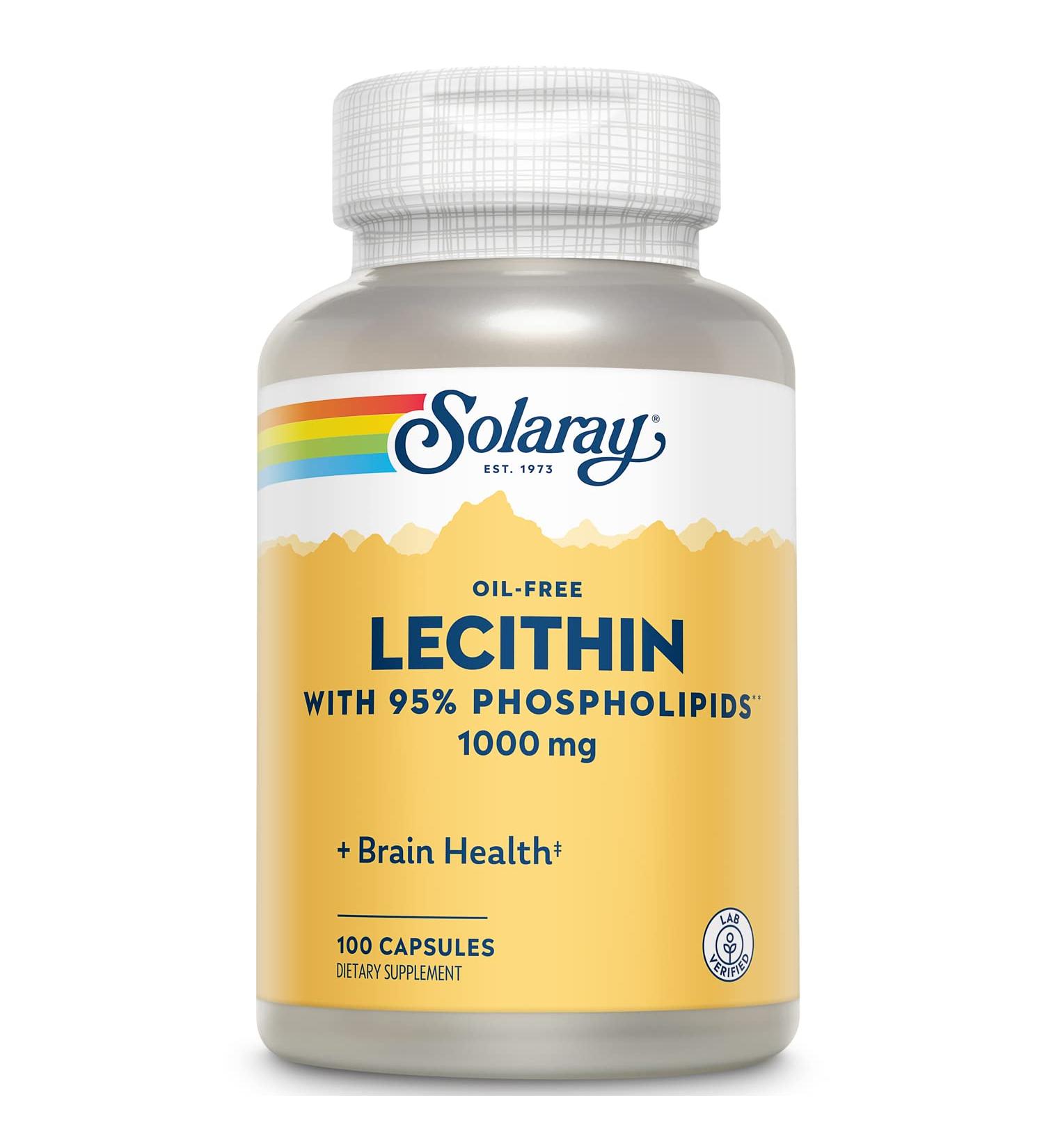 Solaray Lecithin No Oil, Capsule (Btl-Plastic) 1000mg | 100ct