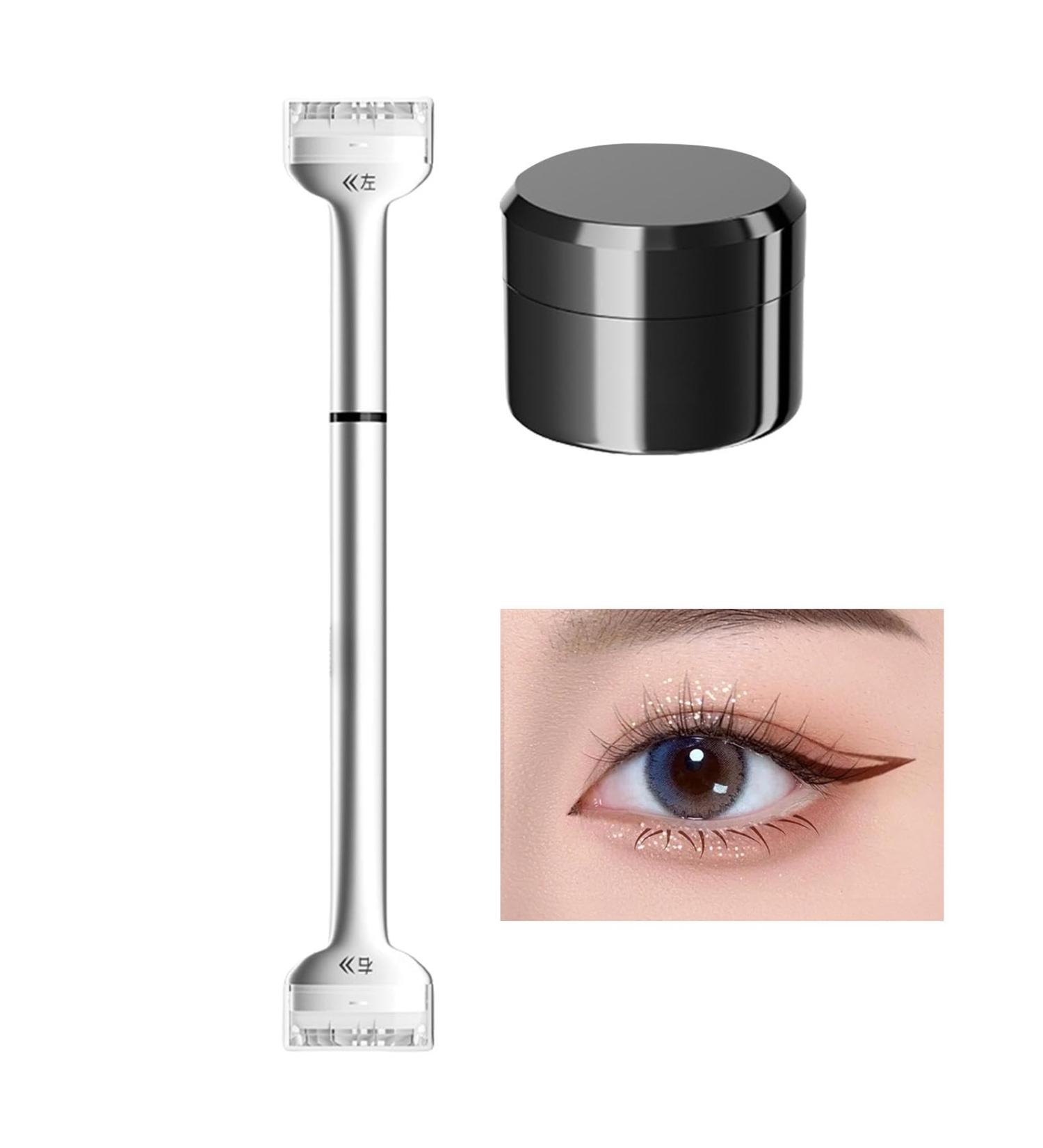 Vjeybv Lower Lash Stamp With Ink & Eyeliner Waterproof Double-ended Bottom Lashes Stamp Eye Makeup Tool Natural Face Look Supplies Bottom EyeLashes Stencil Stamps Brown - Buy Online on GoSupps.com
