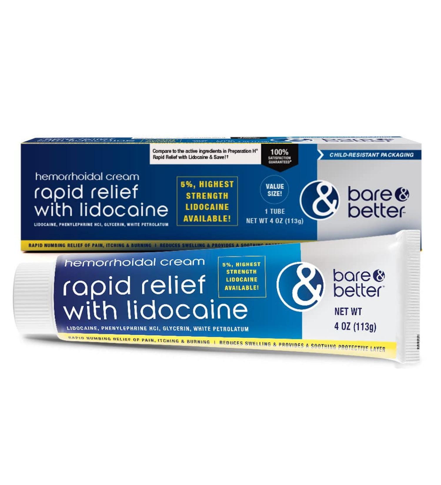 5% Lidocaine Hemorrhoid Symptom Treatment Cream for Rapid Relief - 4 OZ - Buy Online on GoSupps.com