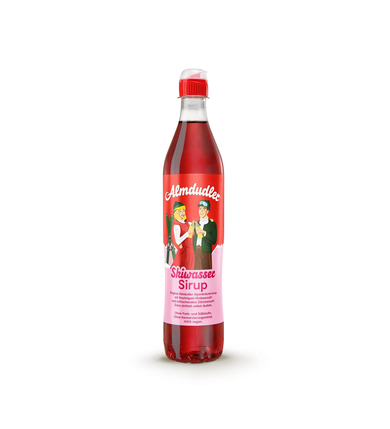 Almdudler Skiwasser Sirup - 700ml Raspberry Lemon Beverage Syrup - Make 7 Liters of Refreshing Ski Huts Lemonade | International Shipping Available - Buy Online on GoSupps.com