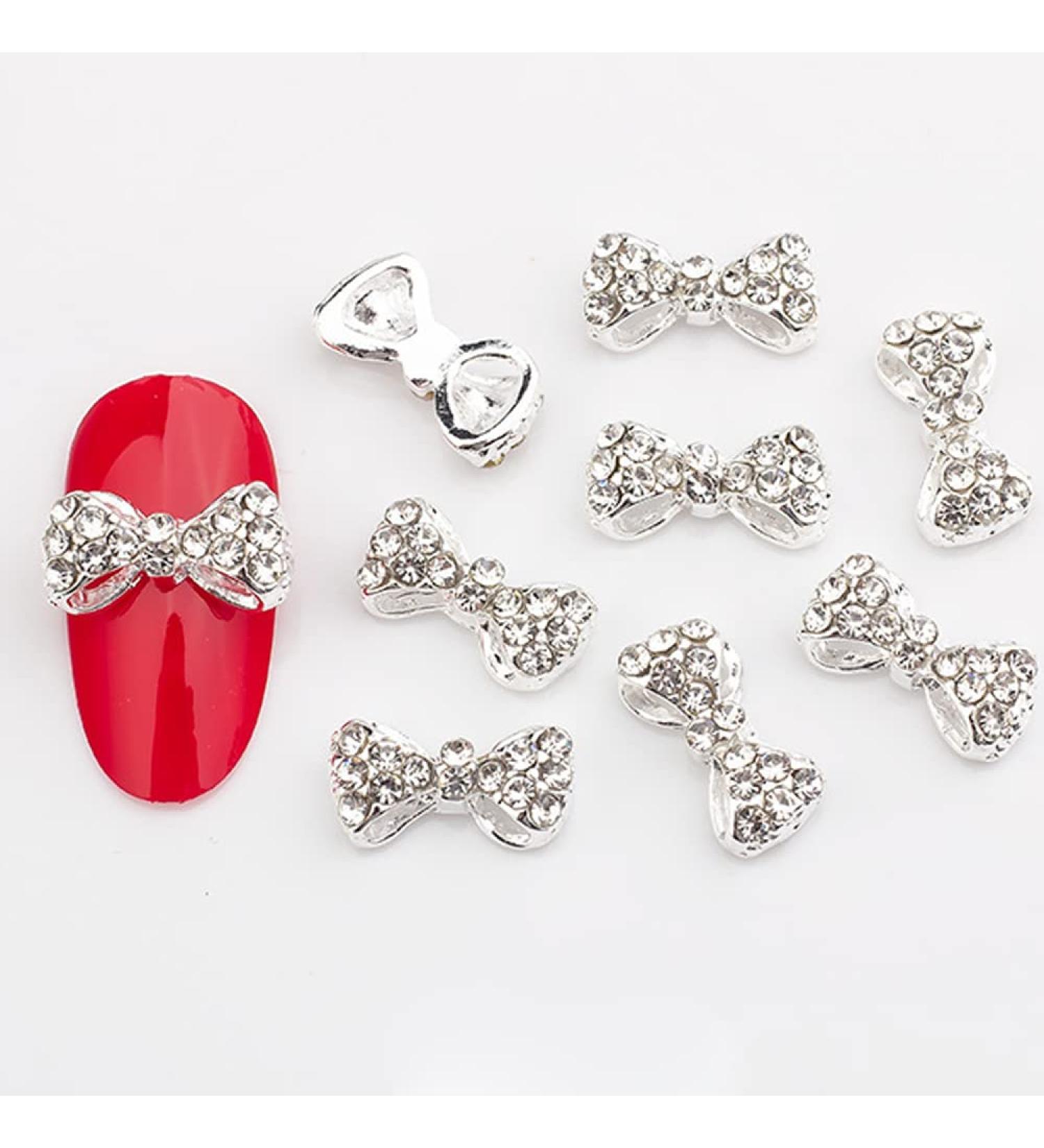 10pcs 3D Nail Art Crystal Rhinestone Bow Big Gems Charms for Nail Art Decoration Jewelry Sparkle Craft DIY Beads (#3033 10pcs)