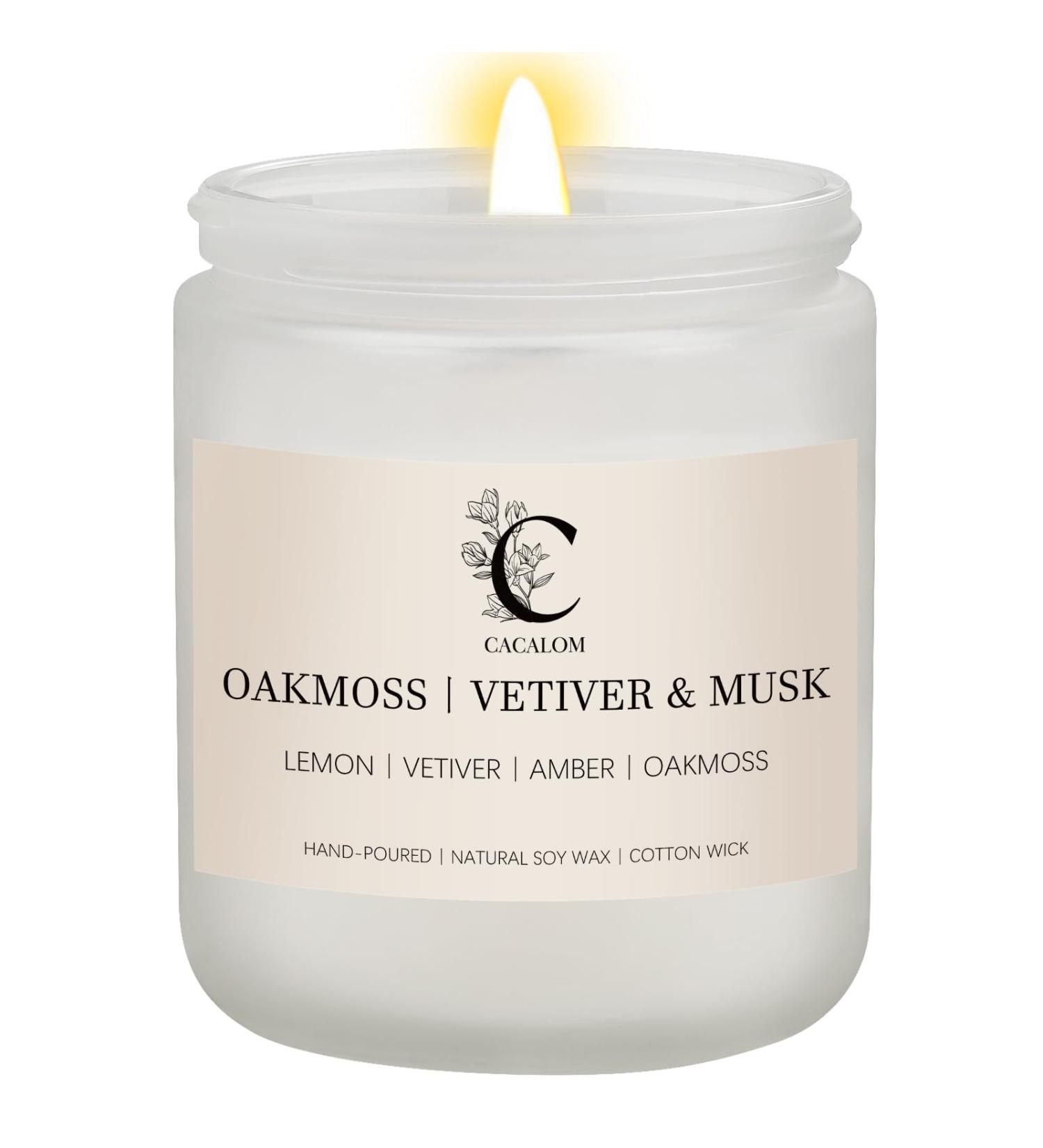 Oakmoss Vetiver & Musk Scented Candles - Long-Lasting Soy Wax Candles for Home | Stress Relief | 7 oz - Shop Internationally - Buy Online on GoSupps.com