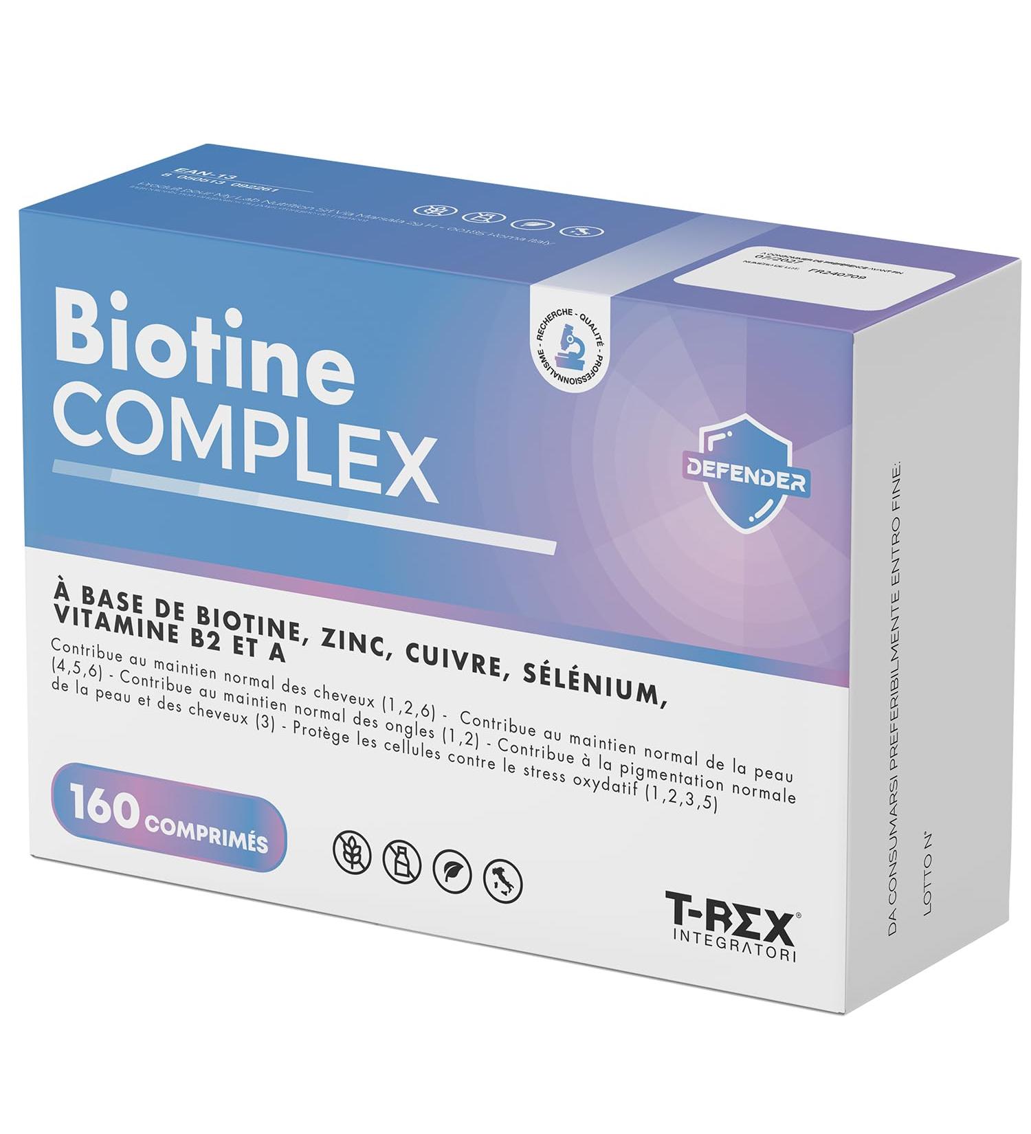 Biotine Complex - Compl ment pour Cheveux avec Biotine Cuivre Zinc S l nium et Vitamine B2 - Pour la Croissance des Cheveux des Ongles et de la Peau - 160 mini comprim s (5 mois d'Approvisionnem - Buy Online on GoSupps.com
