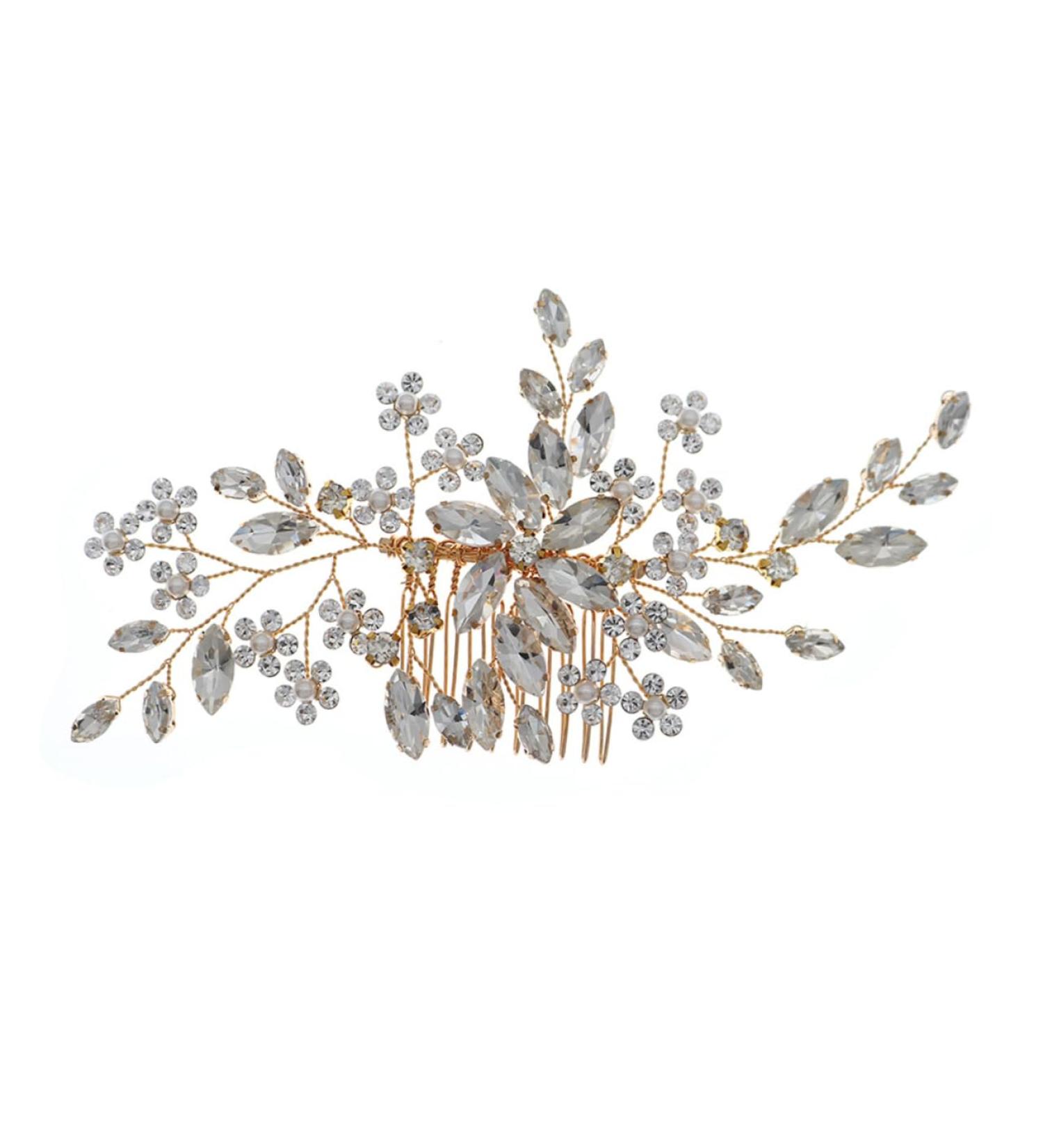 Housoutil Flower Comb Wedding Flower Hairpin Bride Hair Clip Women Crystal Hair Comb Rhinestone Hair Clips Pearl Hair Pin Pearl Hair Clip Tiara Women's Zinc Alloy Accessories Rhinestones - Buy Online on GoSupps.com