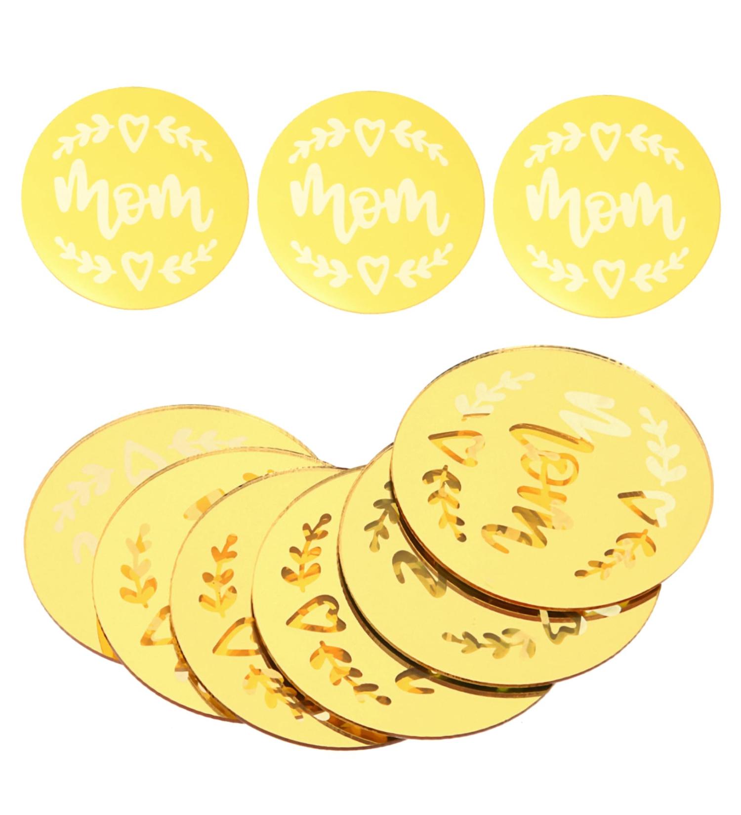 Amosfun 20pcs Cake Decorations Mothers Day Acrylic Mirror Dessert Topper Mother Circle Engraved Disc Mom Cupcake Toppers Acrylic Mirror Disc Mama Bride Baby Food Mirror Plate Golden 5x5cm - Buy Online on GoSupps.com