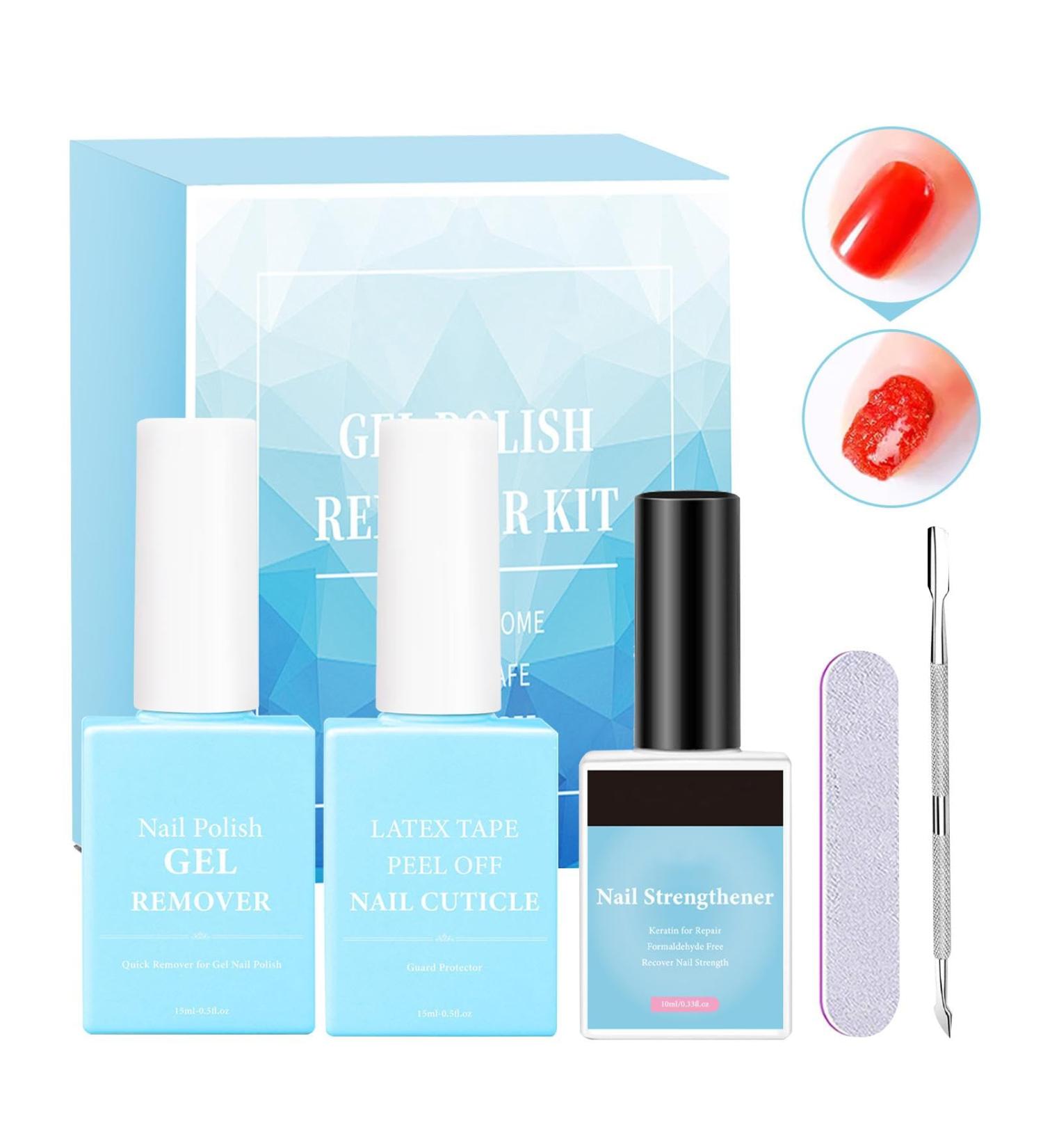  Ungtyb Natural nail polish remover spill-proof with buffer nail buffer and cuticle pusher for home and salon use (1 set) - Buy Online on GoSupps.com