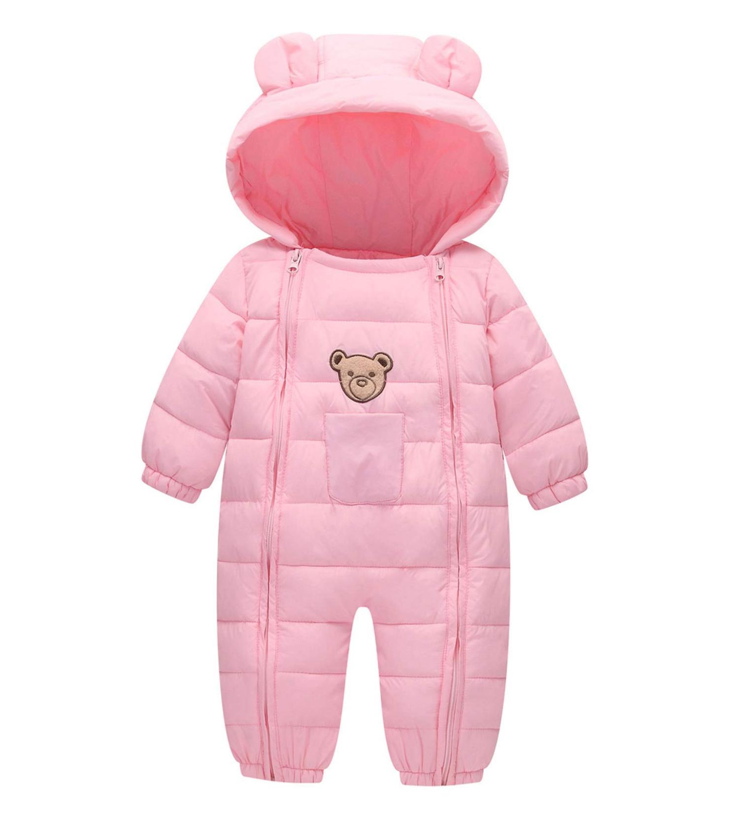 Happy Cherry Baby Toddler Bear Pink Hooded Romper Footie Pajamas - 12-18 Months - Buy Online on GoSupps.com