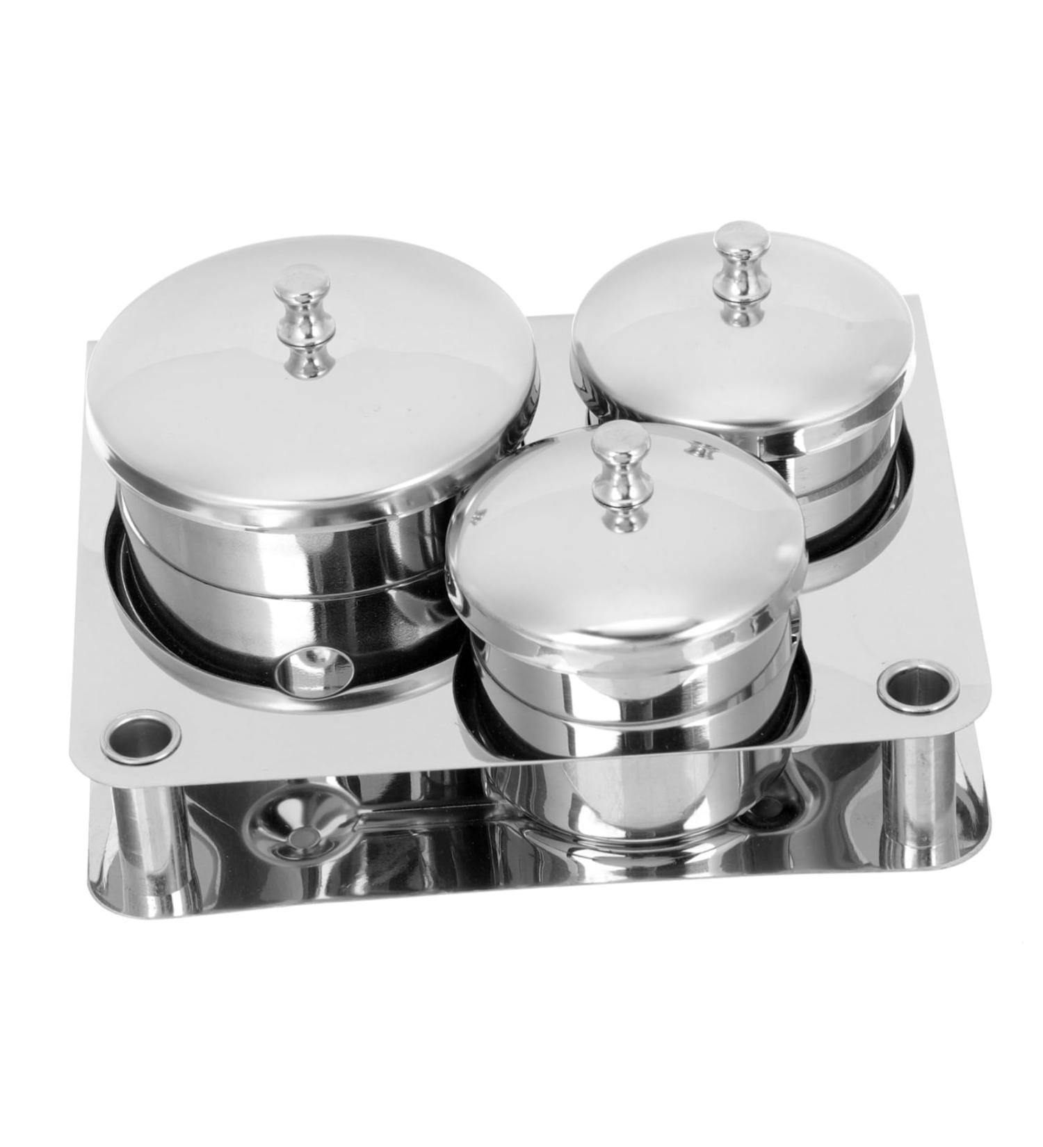 Tovinanna Stainless Steel Cup Container Set with Lid - Manicure Holder Tray & Cleaning Cup - Rustproof Mini Dapping Dish - Buy Online on GoSupps.com