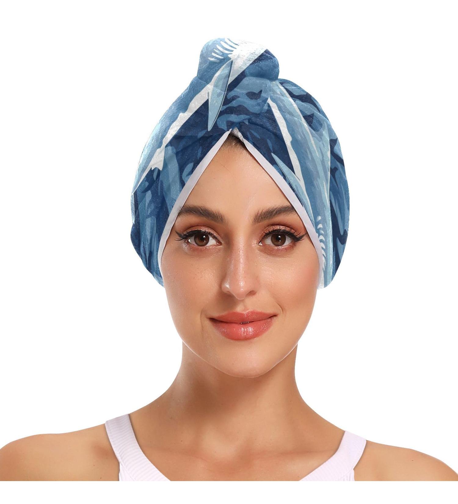 Sharks-2734 Hair Towel 2 Pack - Super Absorbent Quick Dry Hair Turbans for Women & Girls | Perfect Hair Drying Solution - Buy Online on GoSupps.com
