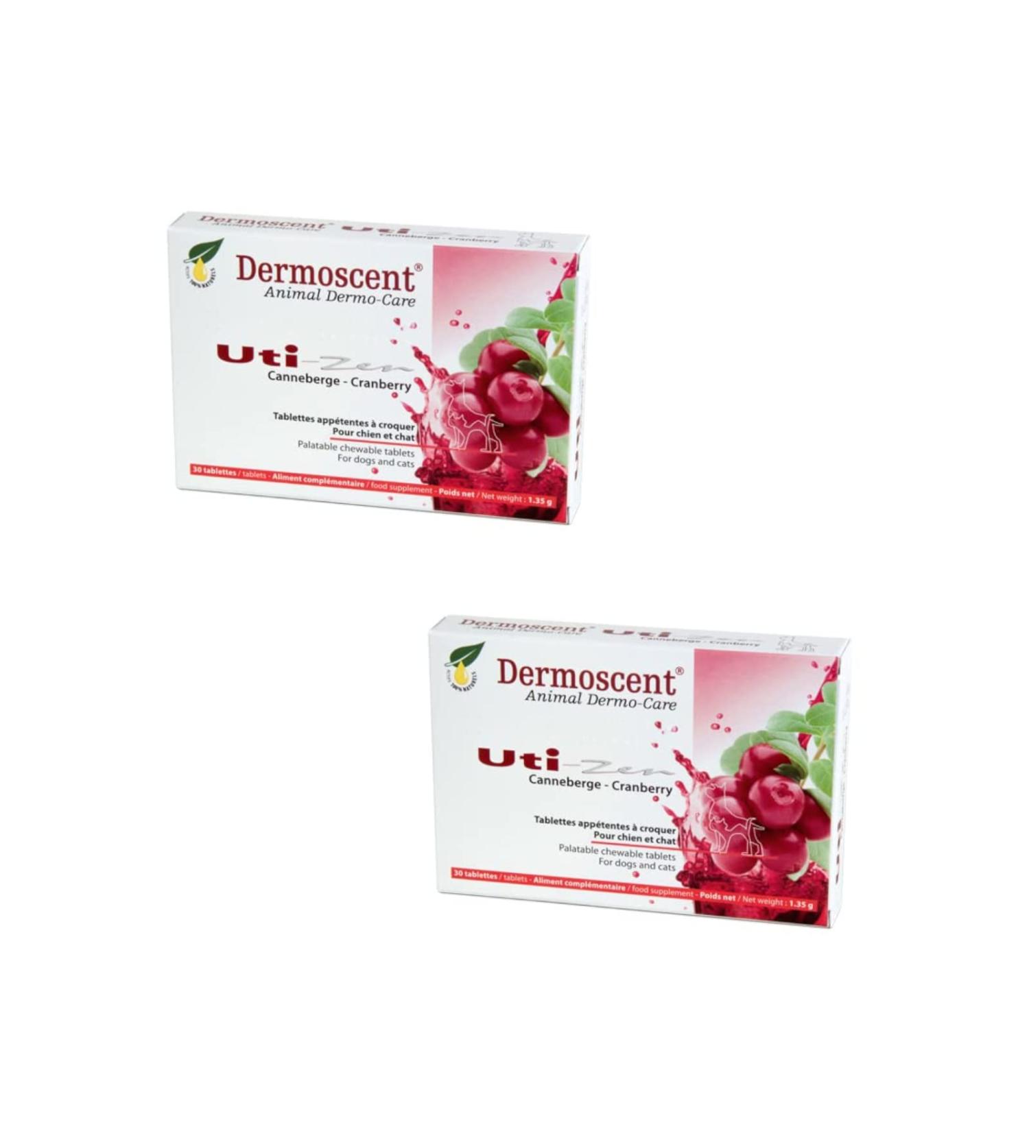 Buy Selectavet Dermoscent Uti-Zen Double Pack | 2 x 30 Chewing Tablets for Dogs & Cats | Urinary Tract Support with Cranberry Powder | International Shipping Available - Buy Online on GoSupps.com