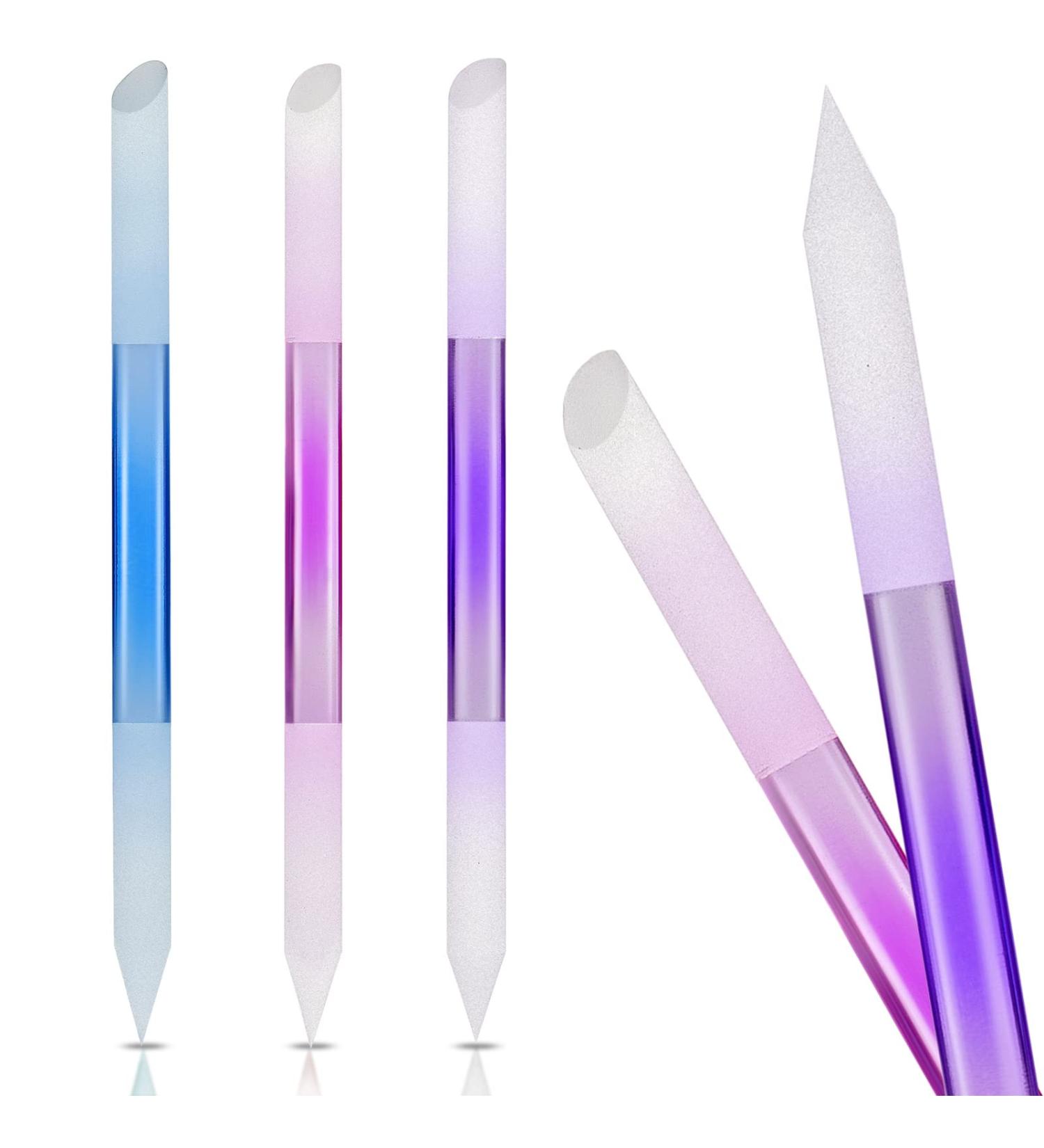 3-Piece Glass Cuticle Pusher & Remover Set - Dual-End Manicure & Pedicure Tools for Nail Care (Pink Blue Purple) | International Shipping Available - Buy Online on GoSupps.com