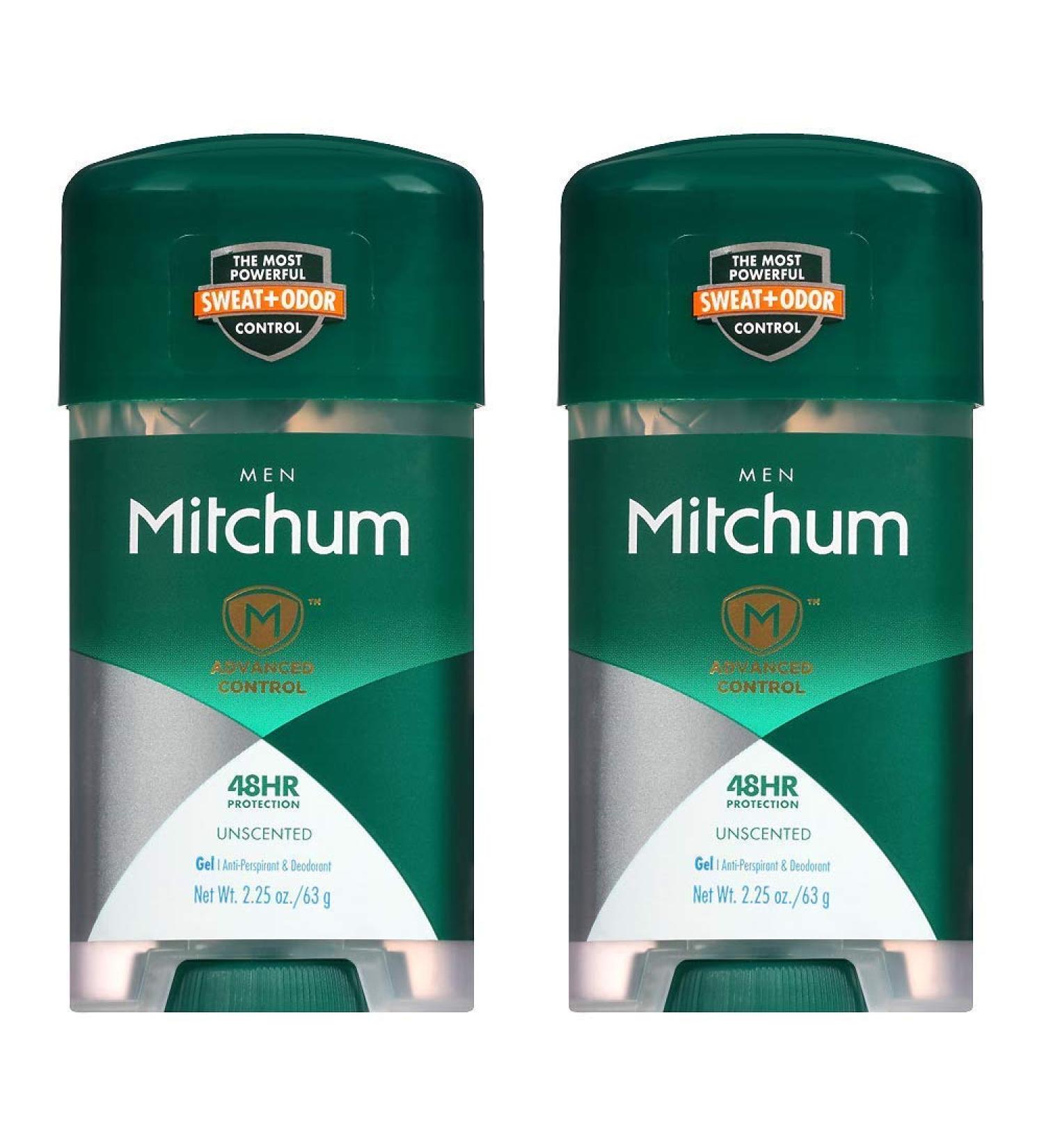 Mitchum Clear Gel Anti-Perspirant & Deodorant Unscented for Men 2.25 Oz (2 Pack)