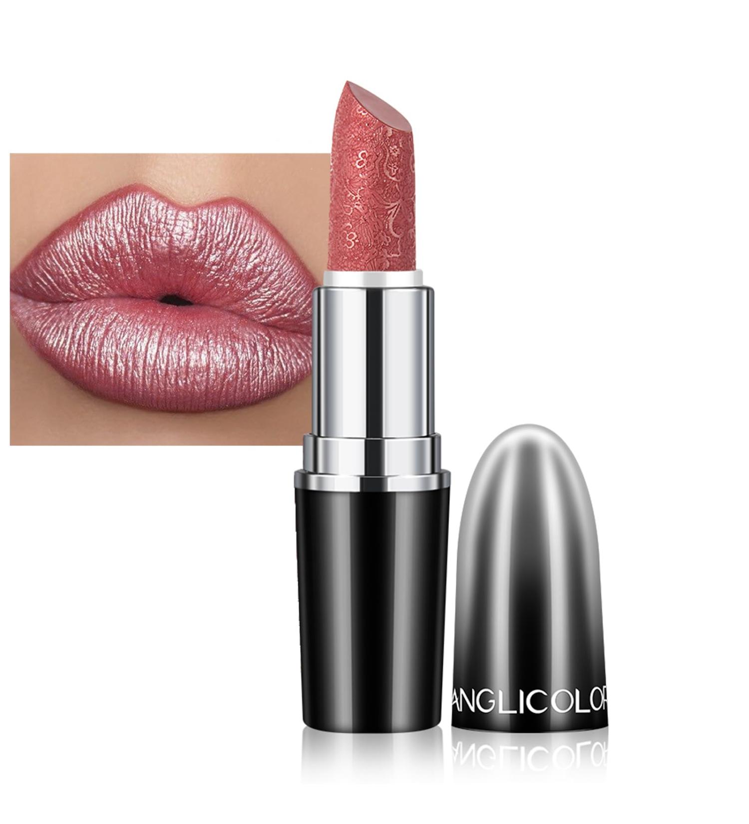 Buy Shiny Metallic Lipstick - High Pigment Waterproof Long Lasting Shimmer Lipstick for Women | Soft Velvet Glimmer Glow with Moisturizing Formula - Buy Online on GoSupps.com