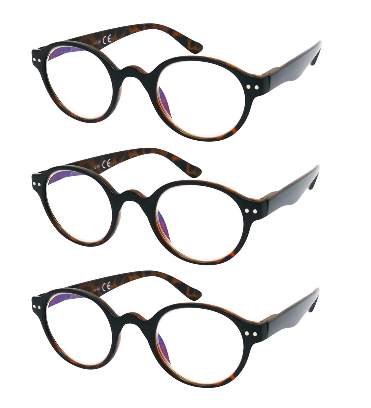 Mini Glasses Set - 3 Vintage Leopard Pattern Reading Glasses for Men & Women | Professor Style | 1.0 Dioptria - Buy Online on GoSupps.com